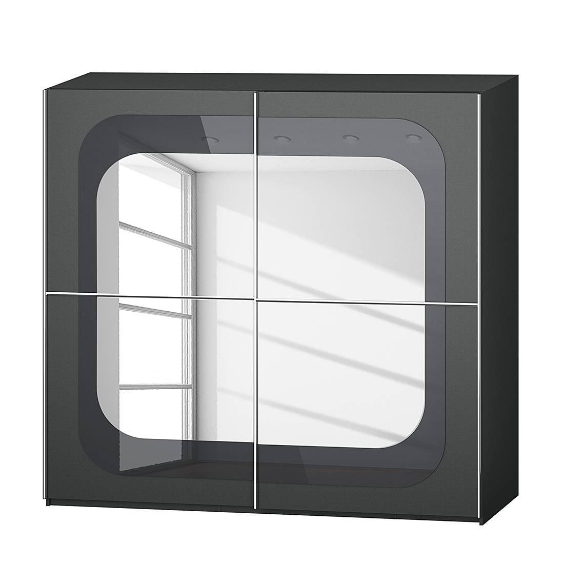 goedkoop Schuifdeurkast Lumos Grafietkleurig basalt 226cm 2 deurs 236cm Rauch Dialog