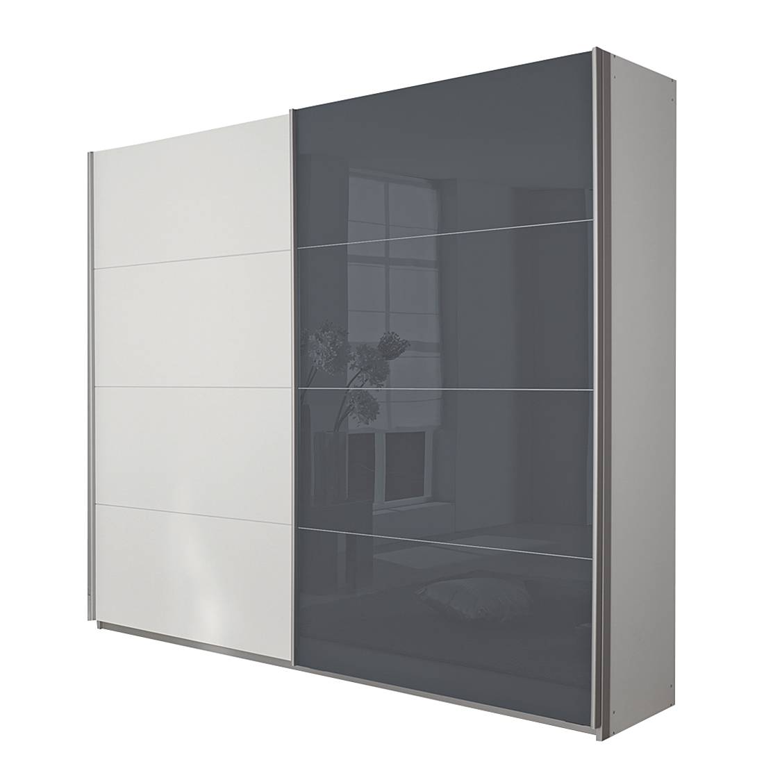 goedkoop Schuifdeurkast Quadra alpinewit grijs 271cm 2 deurs 230cm Rauch Packs