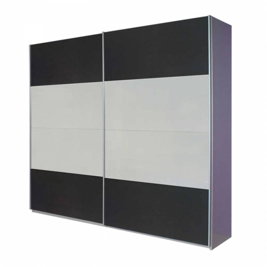 goedkoop Zweefdeurkast Quadra geborsteld aluminium 2 deurs 136cm alpinewit grijs metallic Rauch Packs