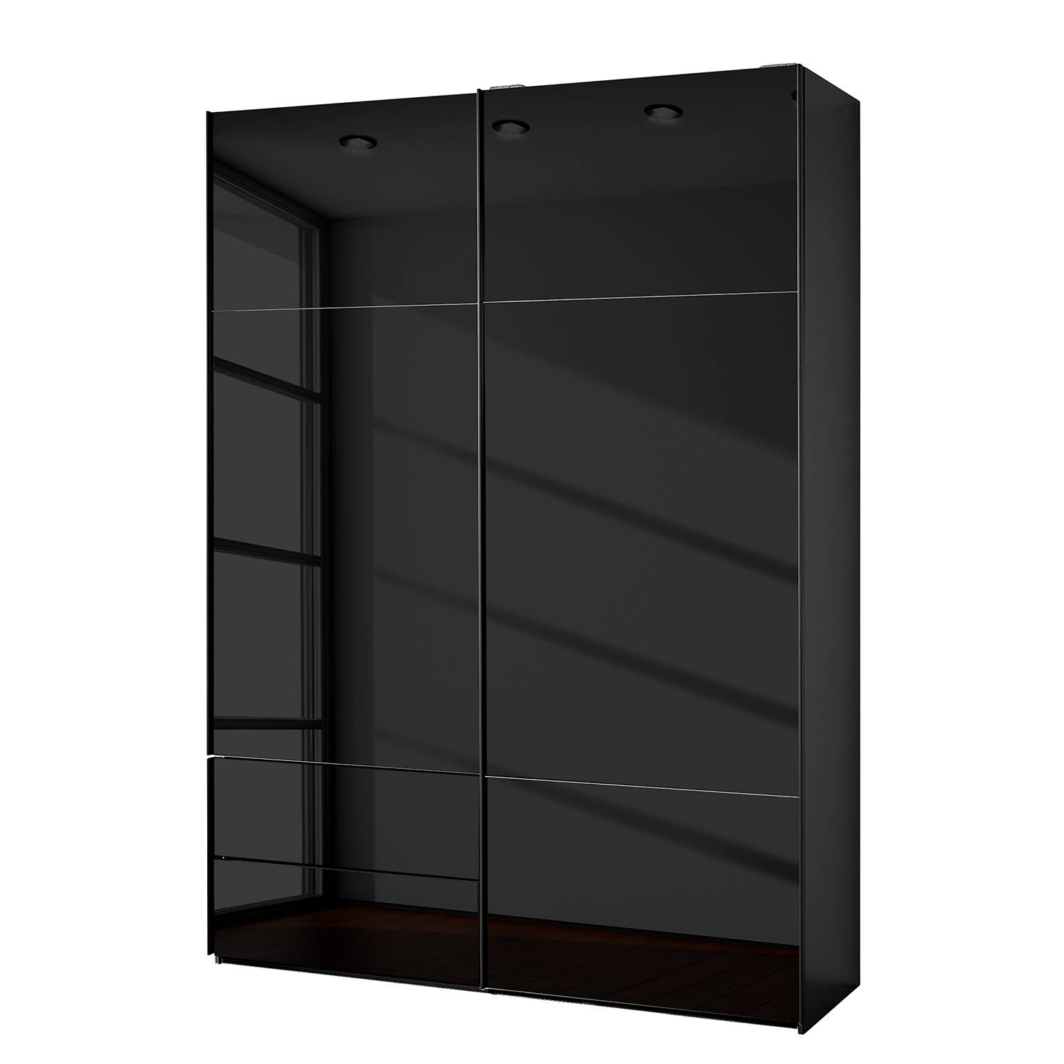 goedkoop Zweefdeurkast Samaya Zwart glas Zwart 162 cm 2 deur 223cm Zonder spiegeldeuren Studio Copenhagen
