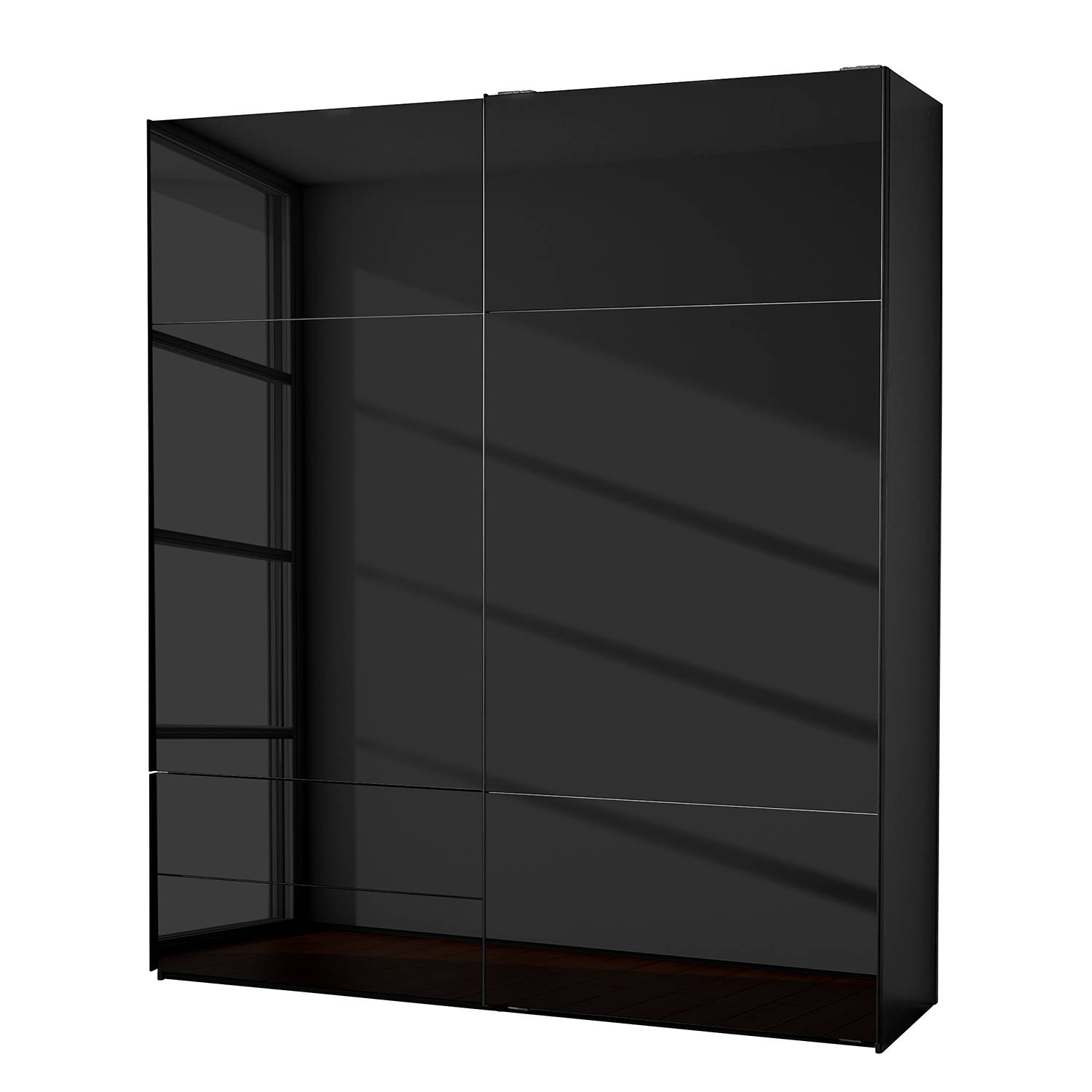 goedkoop Zweefdeurkast Samaya Zwart glas Zwart 200cm 2 deurs 235 cm Zonder spiegeldeuren Studio Copenhagen