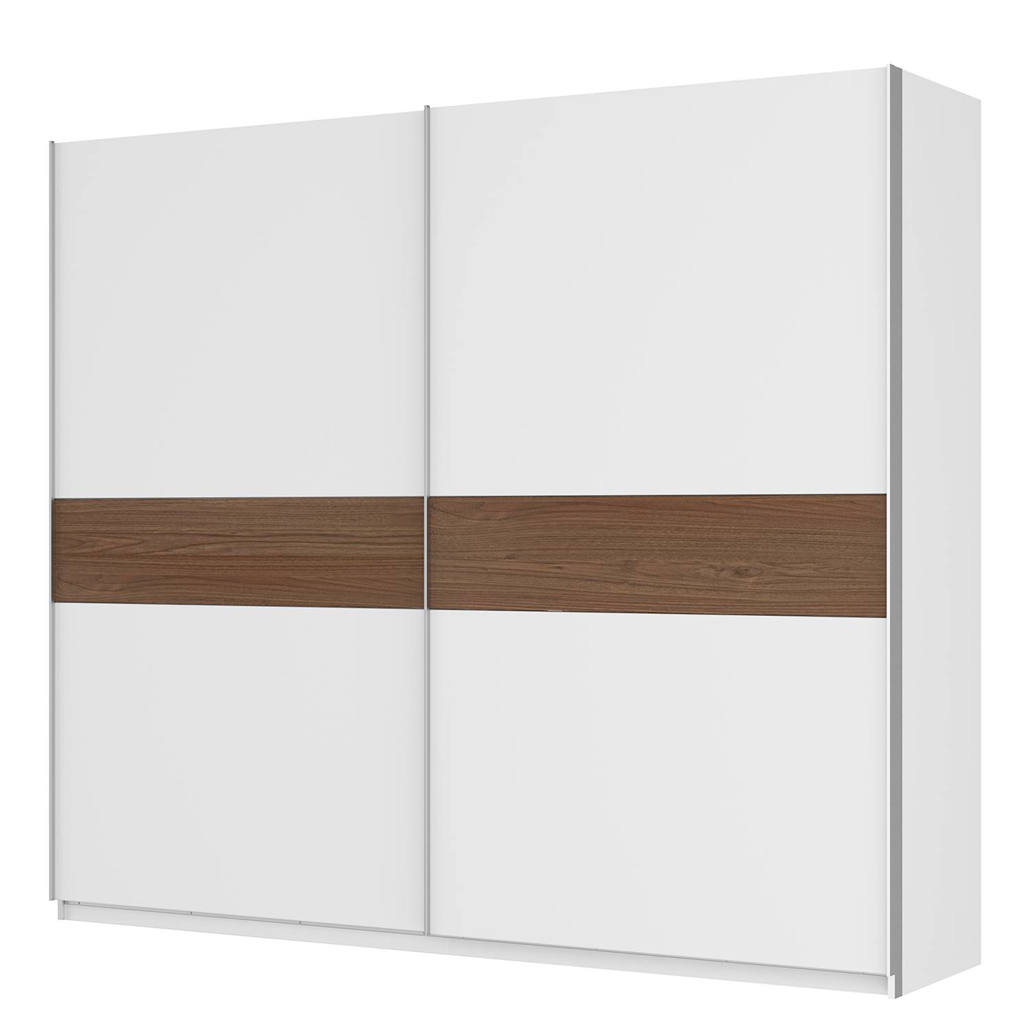 goedkoop Zweefdeurkast Skøp alpinewit notenboomhouten look 270cm 2 deurs 236cm Basic Skop