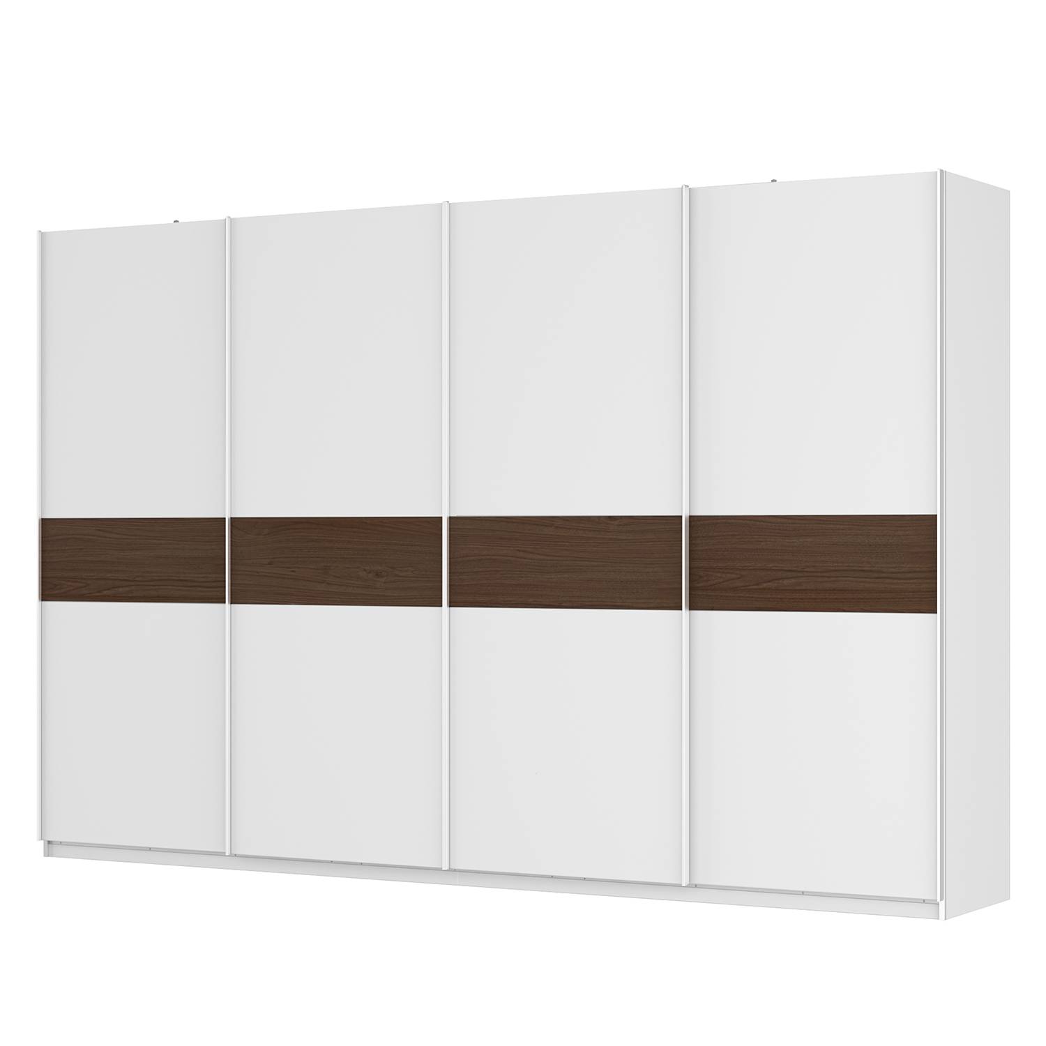 goedkoop Zweefdeurkast Skøp alpinewit notenboomhouten look 360cm 4 deurs 236cm Basic Skop