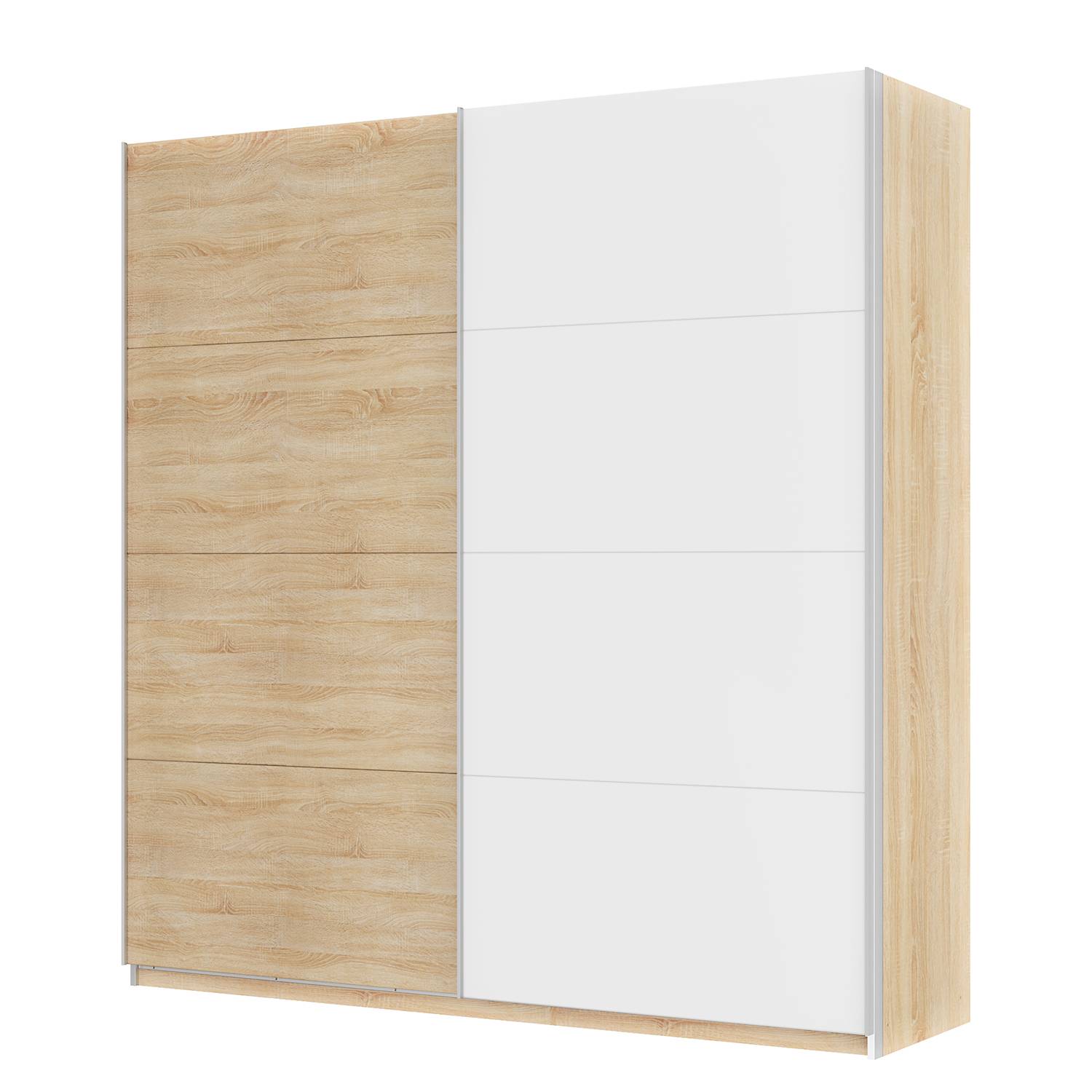 goedkoop Zweefdeurkast Skøp Sonoma eikenhouten look alpinewit 225cm 2 deurs 236cm Premium Skop