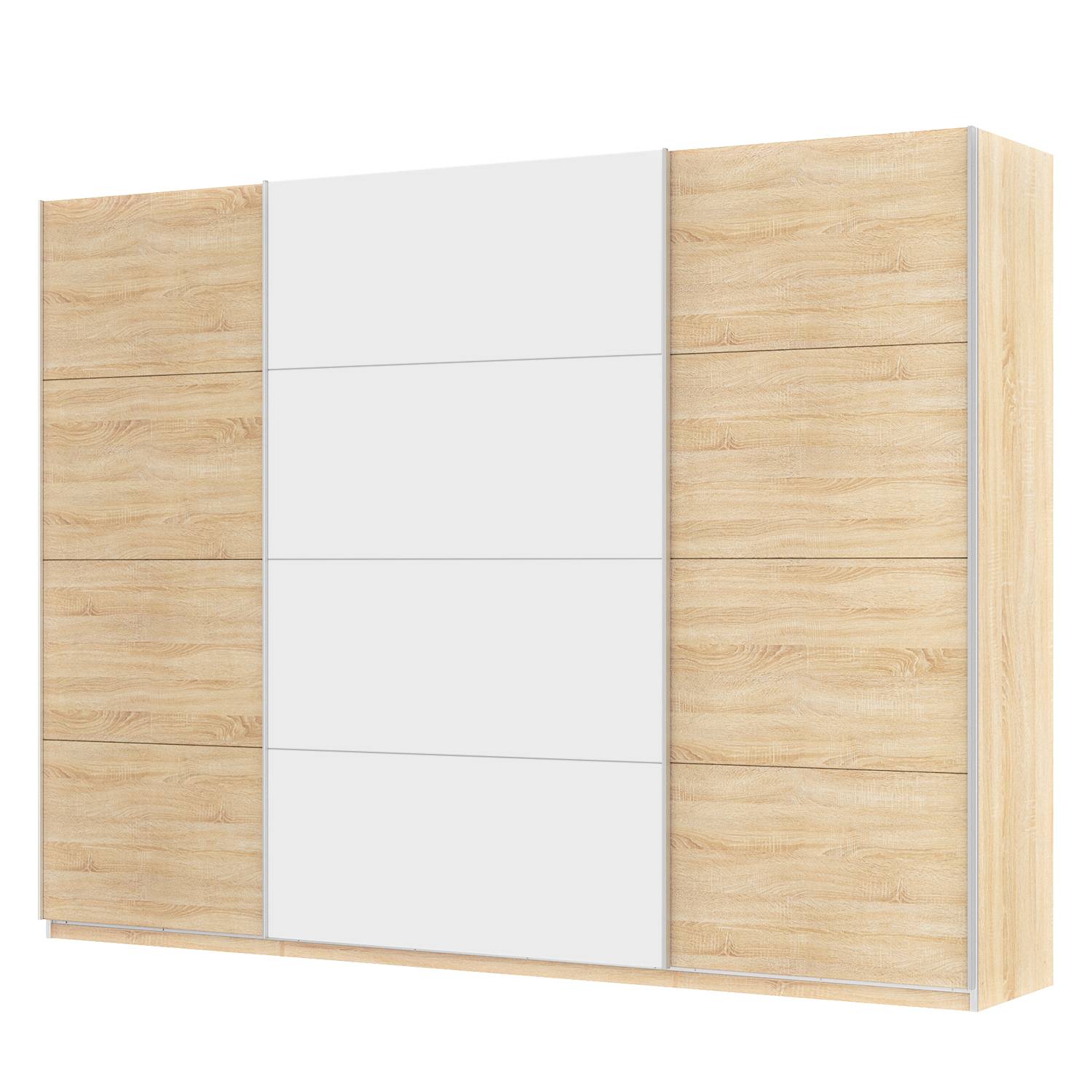 goedkoop Zweefdeurkast Skøp Sonoma eikenhouten look alpinewit 315cm 3 deurs 236cm Comfort Skop