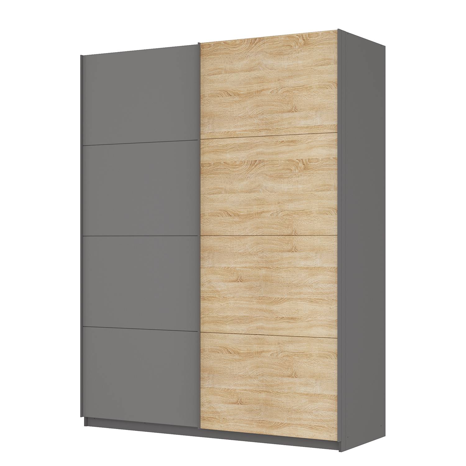 goedkoop Zweefdeurkast Skøp Grafietkleurig Sonoma eikenhouten look spiegel 181cm 2 deurs 236cm Comfort Skop