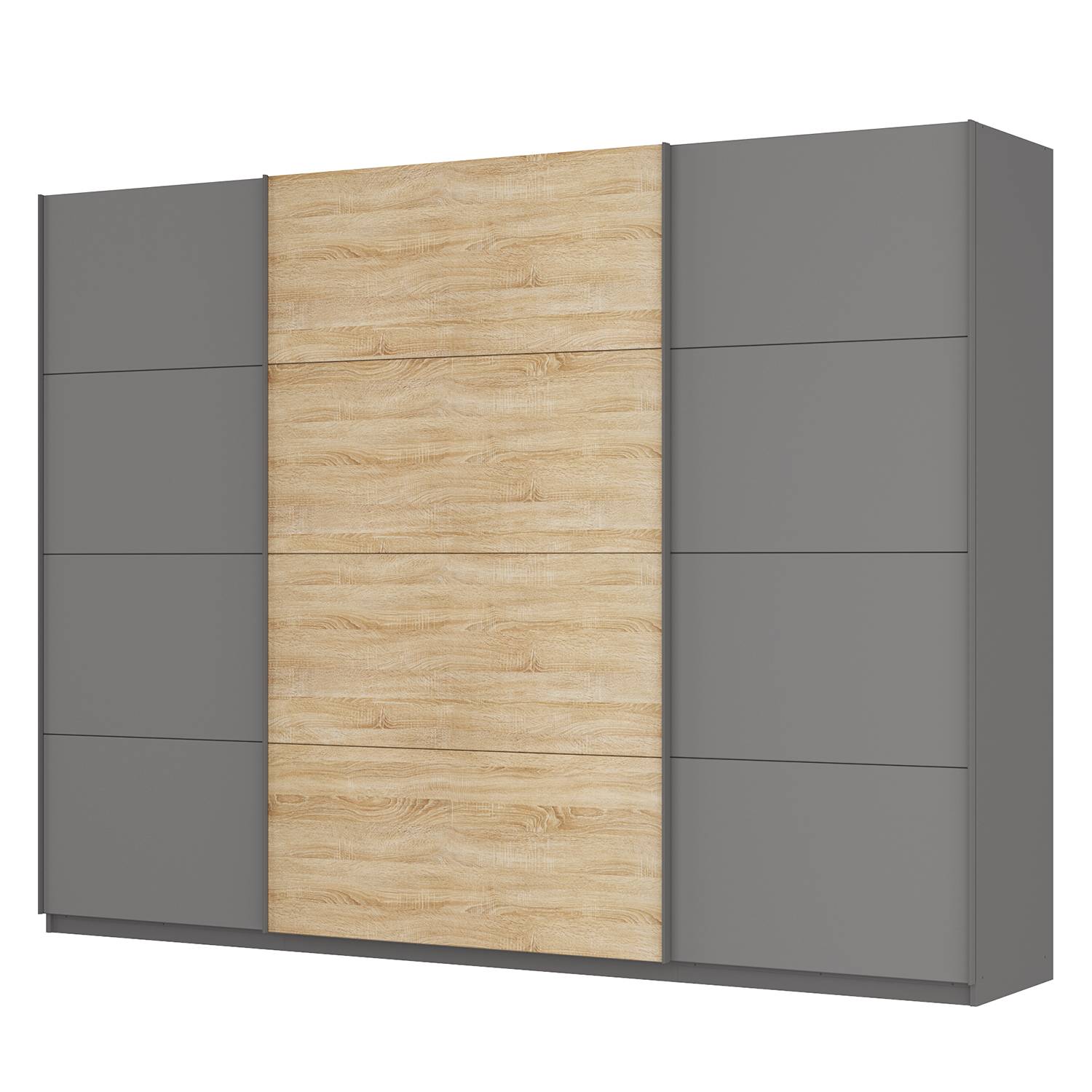 goedkoop Zweefdeurkast Skøp Grafietkleurig Sonoma eikenhouten look spiegel 315cm 3 deurs 236cm Comfort Skop