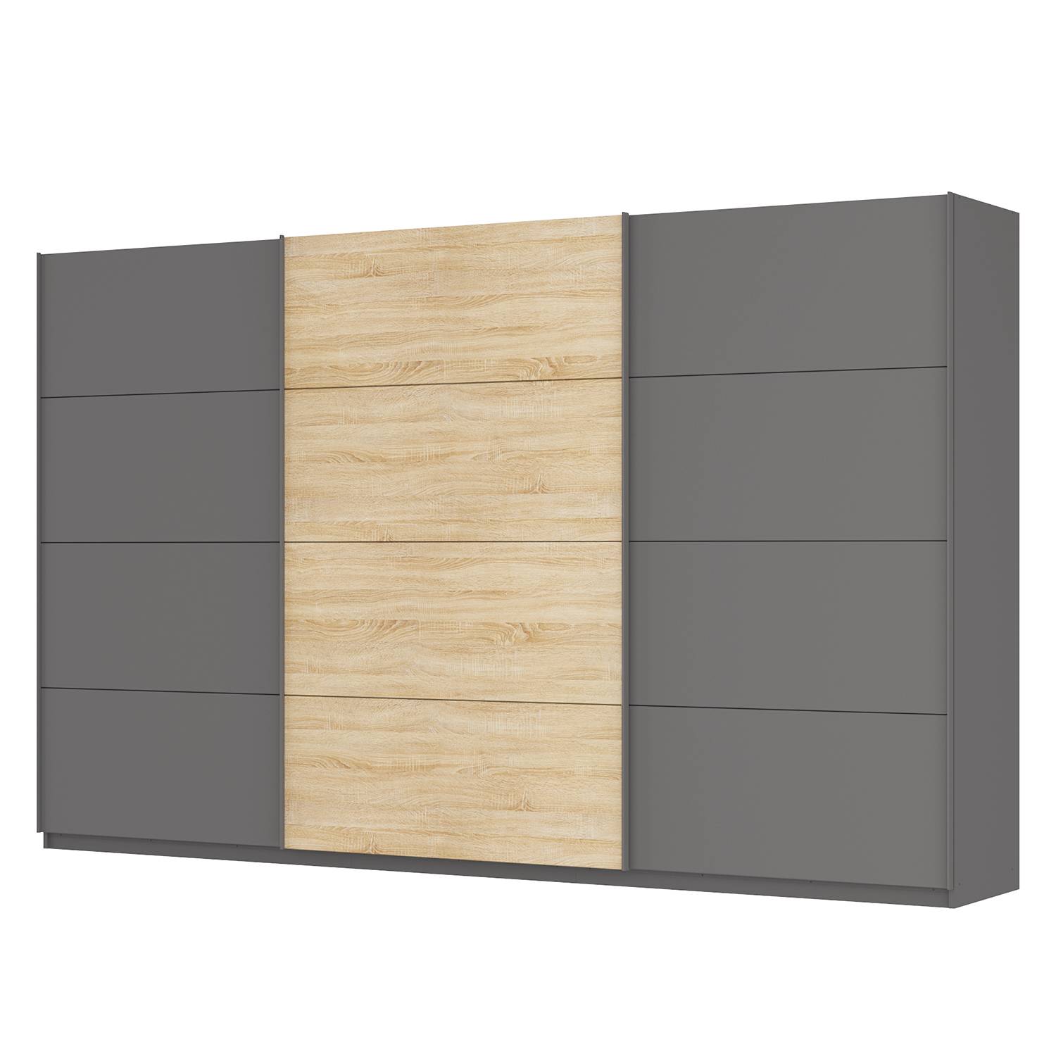 goedkoop Zweefdeurkast Skøp Grafietkleurig Sonoma eikenhouten look spiegel 360cm 3 deurs 222cm Classic Skop