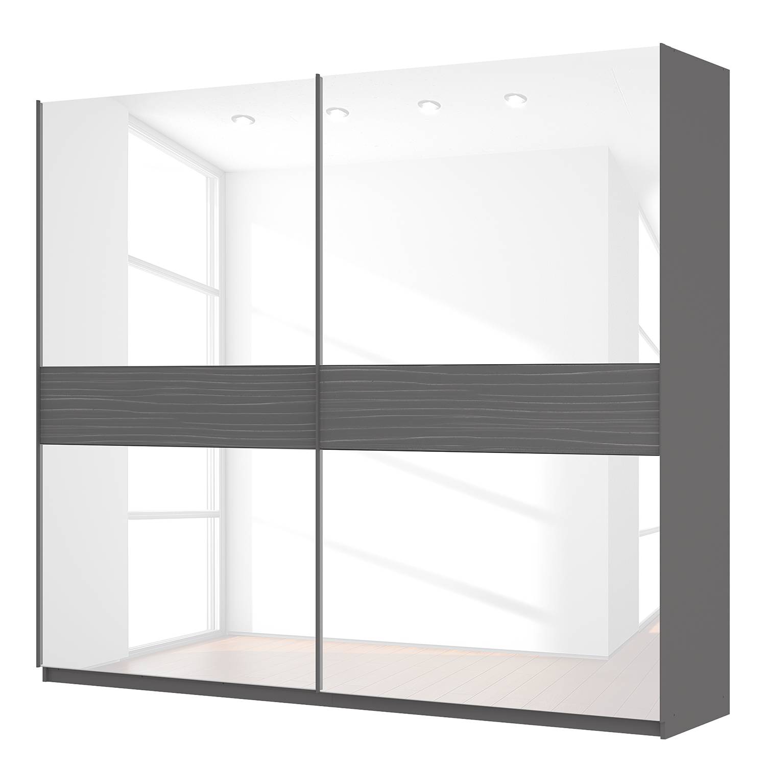 goedkoop Zweefdeurkast Skøp grafietkleurig wit glas 270cm 2 deurs 236cm Classic Skop