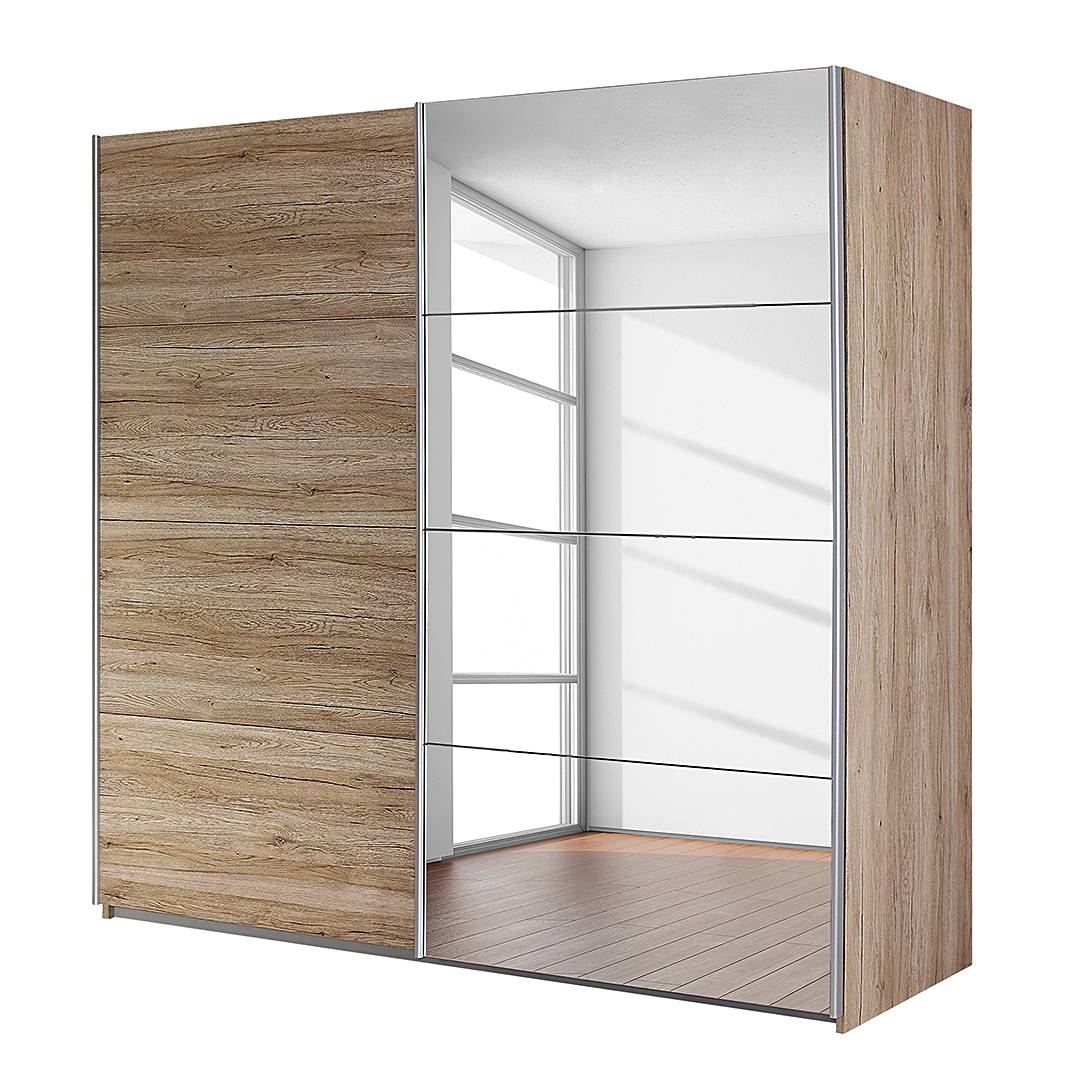 goedkoop Zweefdeurkast Subito 1 spiegeldeur Lichte San Remo eikenhouten look 181cm 2 deurs Rauch Packs