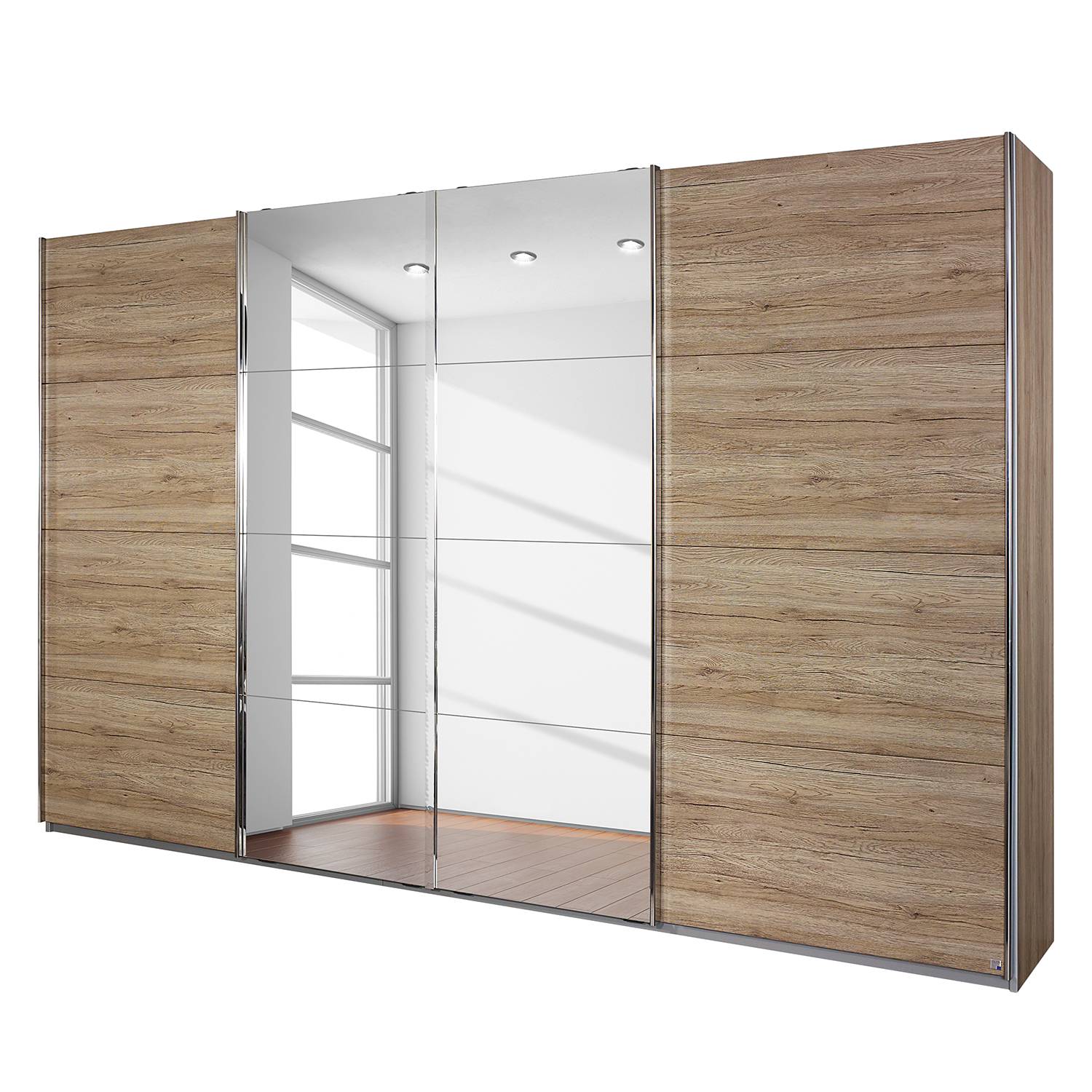 goedkoop Schuifdeurkast Syncrono C San Remo eikenhouten look 361 cm 4 deurs 211 cm Rauch Packs