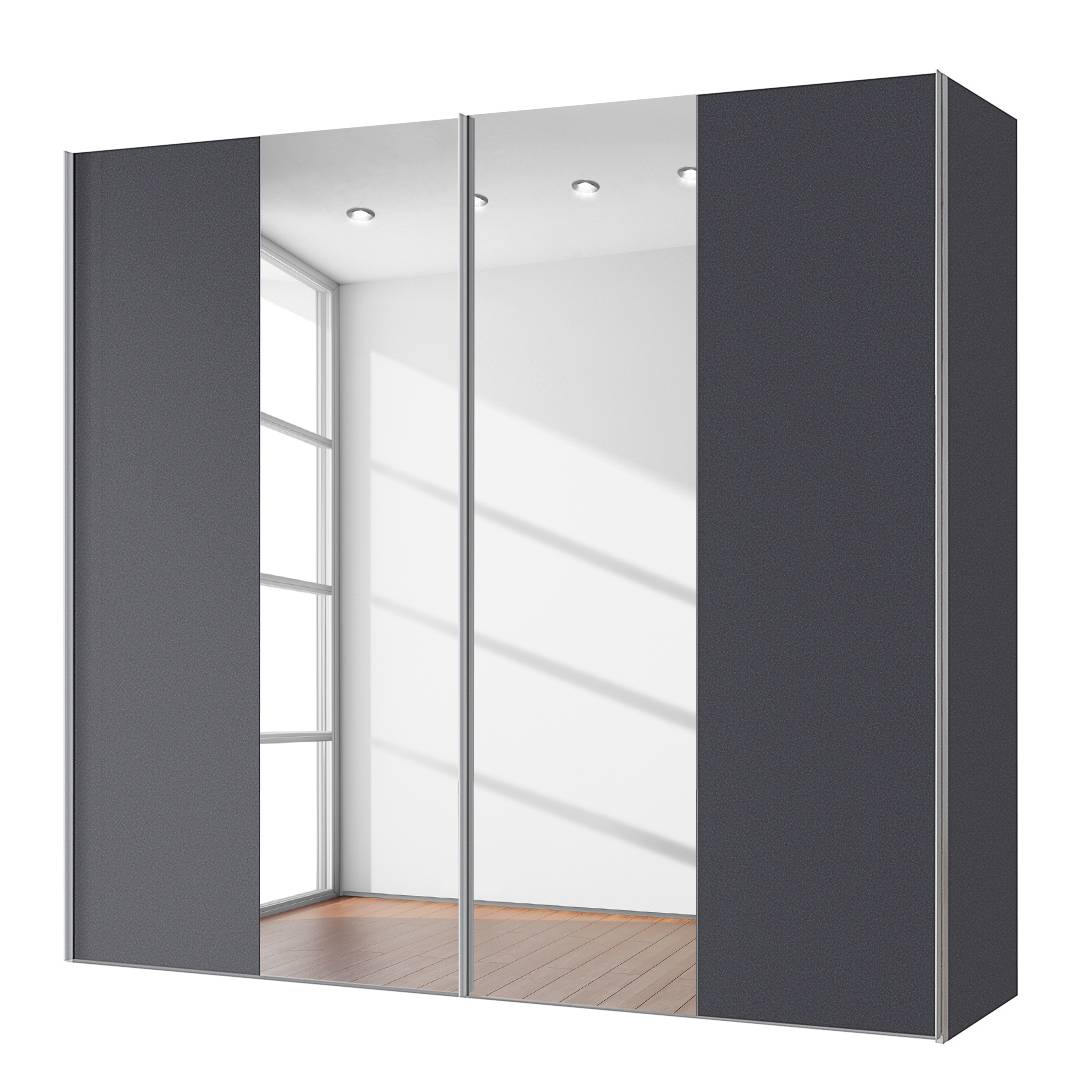 goedkoop Zweefdeurkast Cando Grafiet Spiegelglas 200cm 2 deurs Express Mobel