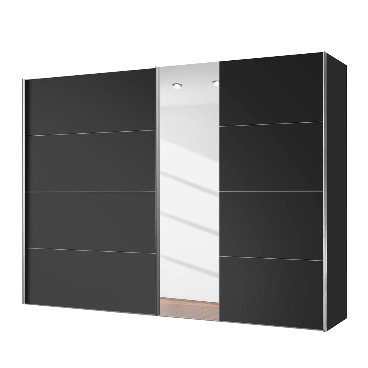 goedkoop Schuifdeurkast Willows Zwart spiegelglas 250cm 2 deurs Express Mobel