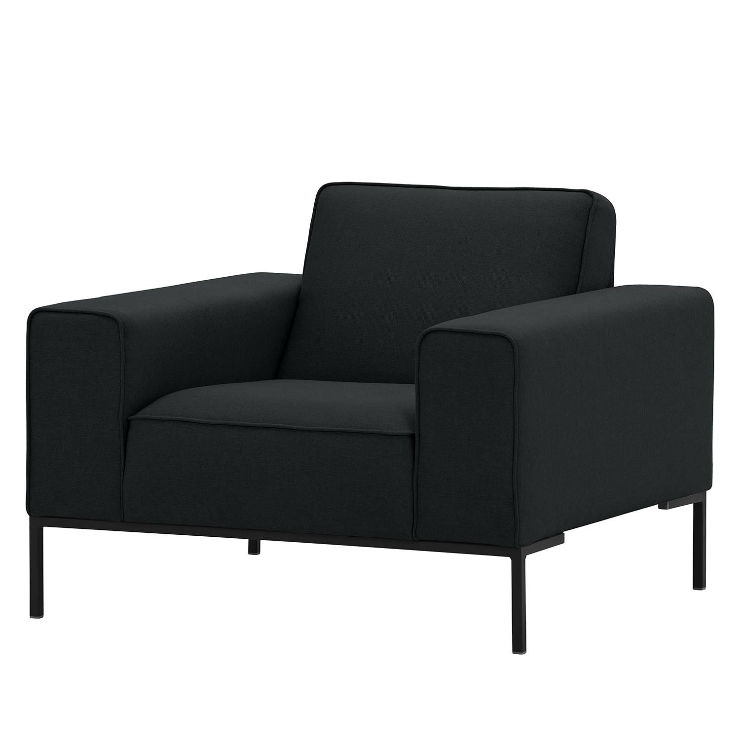 goedkoop Fauteuil Ampio geweven stof Zwart Stof Floreana Antraciet Studio Copenhagen