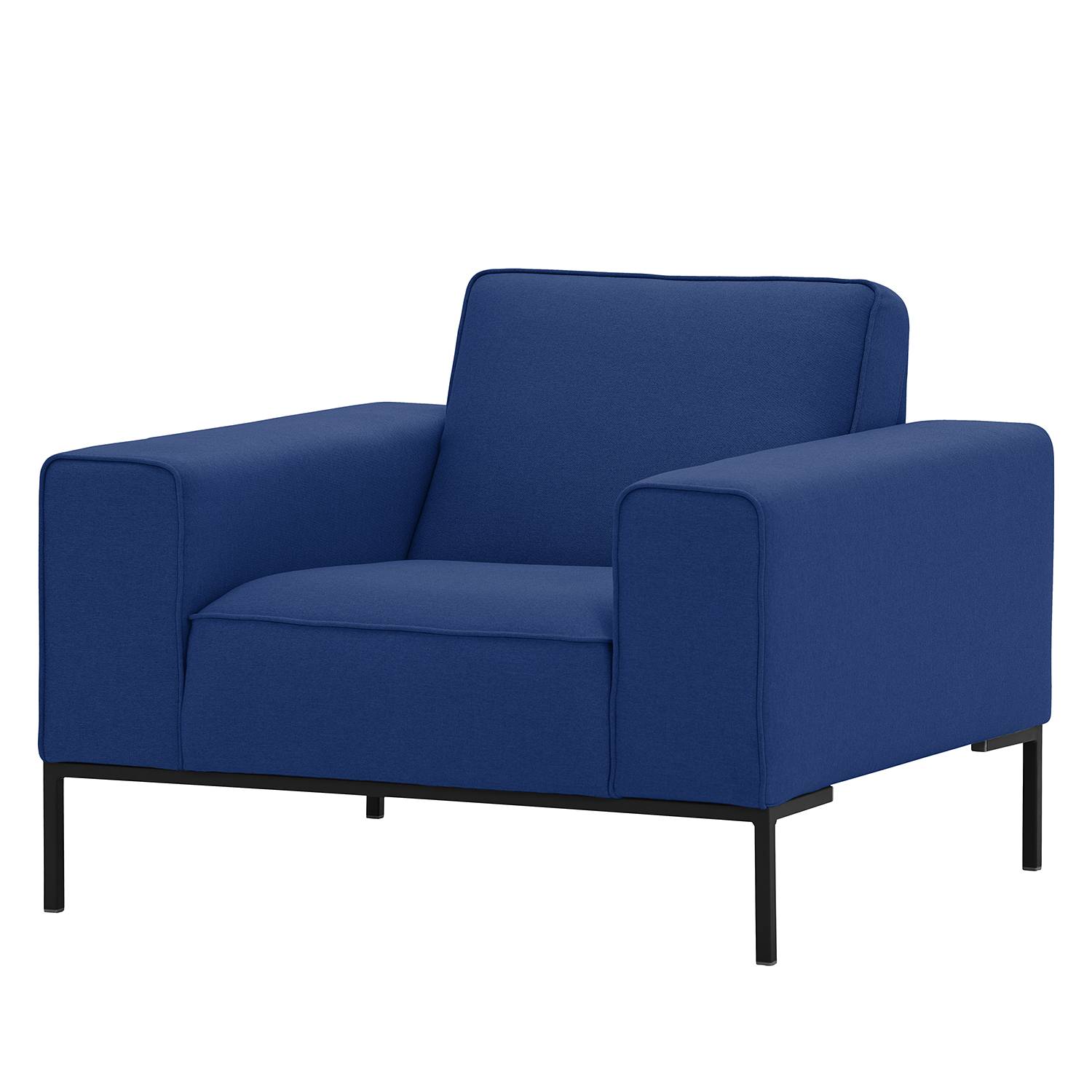goedkoop Fauteuil Ampio geweven stof Zwart Stof Floreana Donkerblauw II Studio Copenhagen