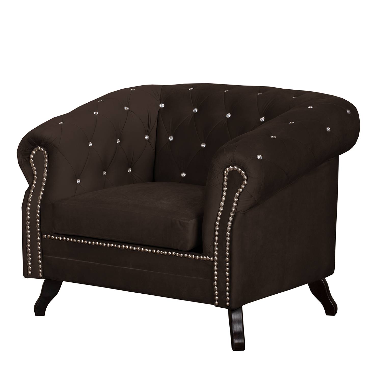 home24 Jack & Alice Sessel Benavente I Dunkelbraun Microfaser 108x84x88 cm (BxHxT)