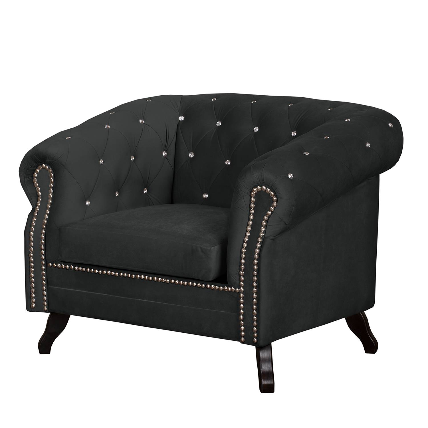 home24 Jack & Alice Sessel Benavente I Dunkelgrau Microfaser 108x84x88 cm (BxHxT)