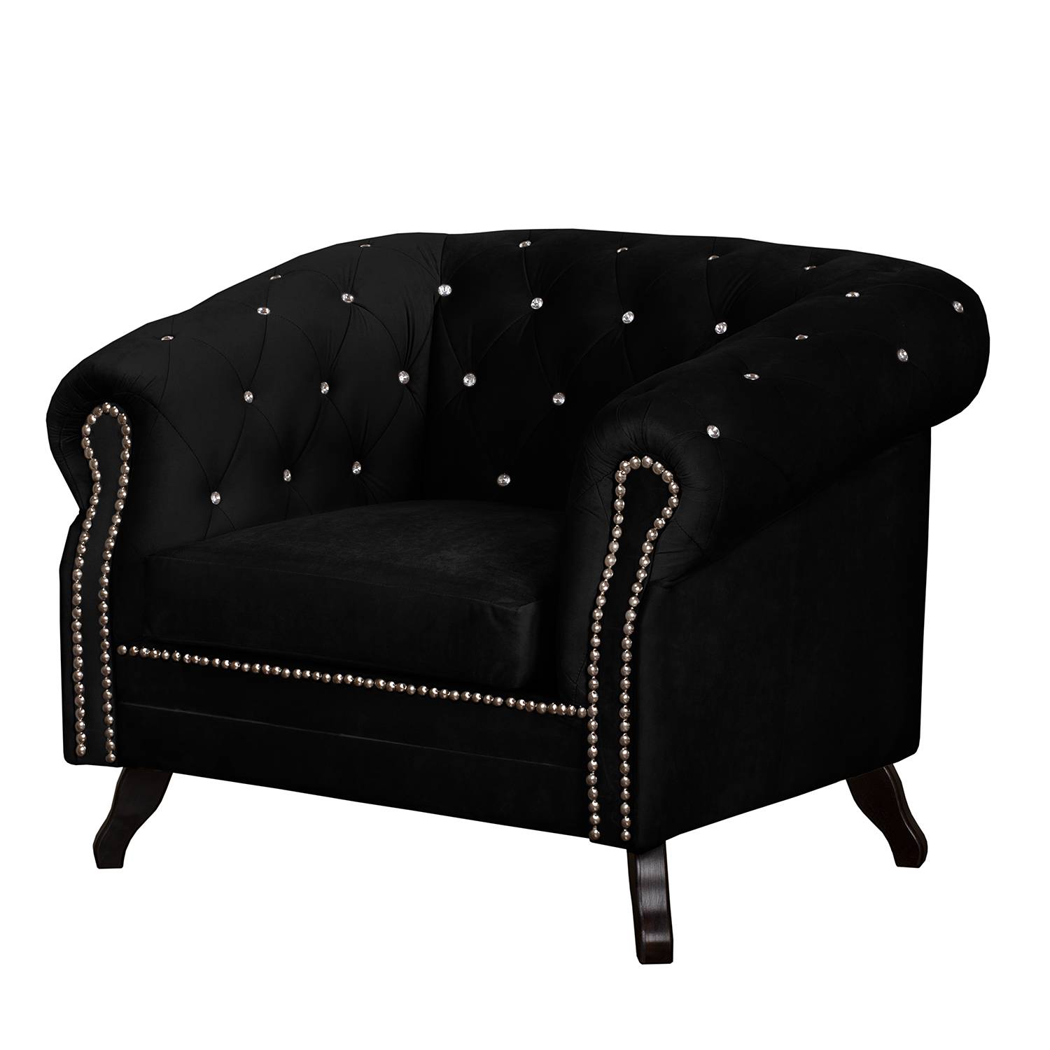 home24 Jack & Alice Sessel Benavente I Schwarz Microfaser 108x84x88 cm (BxHxT)