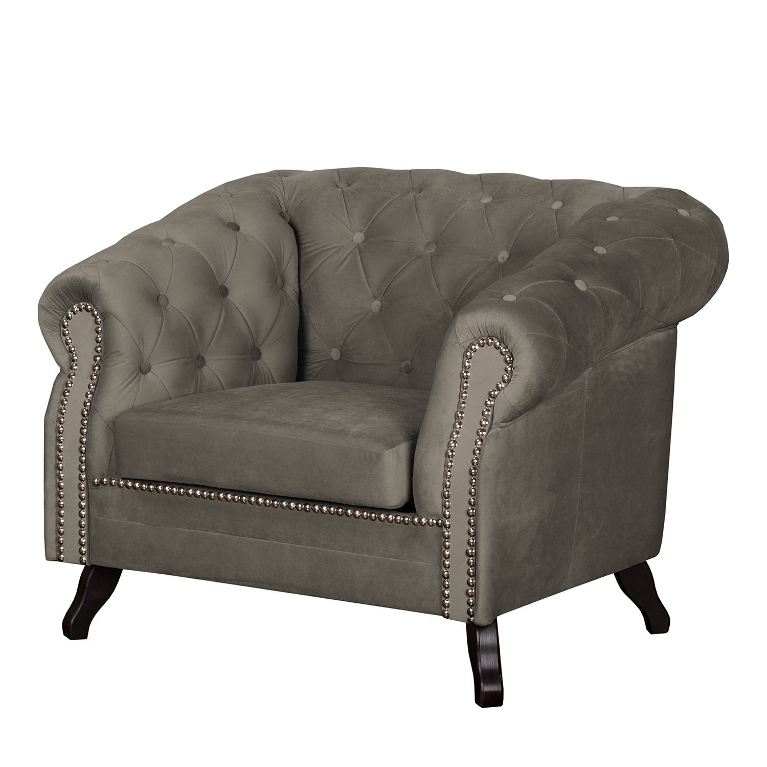 home24 Jack & Alice Sessel Benavente II Steingrau Microfaser 108x84x88 cm (BxHxT)