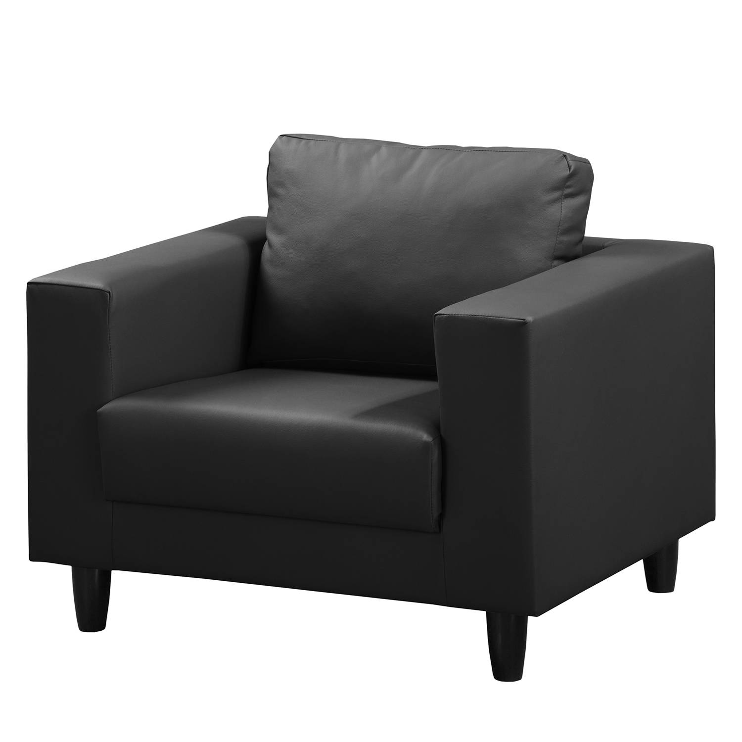 home24 mooved Sessel Bexwell Schwarz Kunstleder 90x78x75 cm (BxHxT)