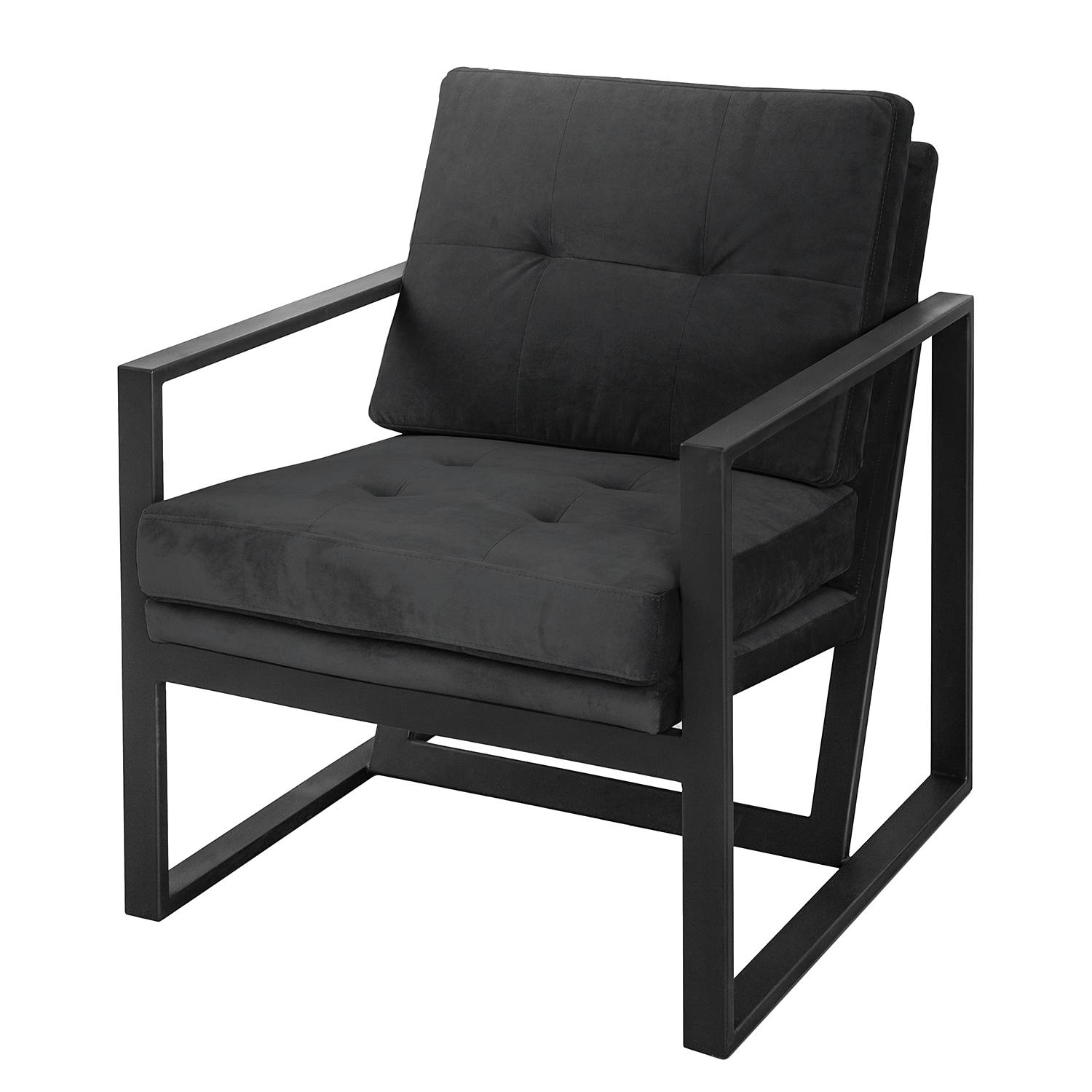 home24 ars manufacti Sessel Brock I Dunkelgrau Samt 74x82x88 cm (BxHxT)
