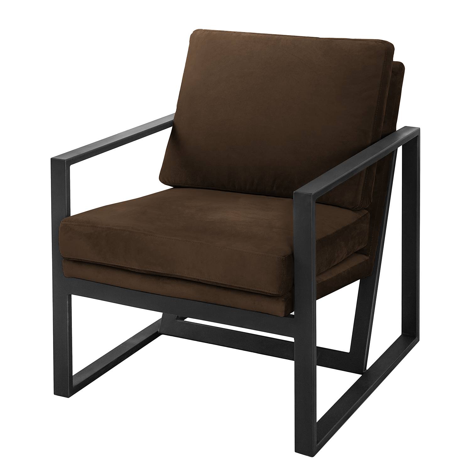 home24 ars manufacti Sessel Brock II Braun Samt 74x81x90 cm (BxHxT)