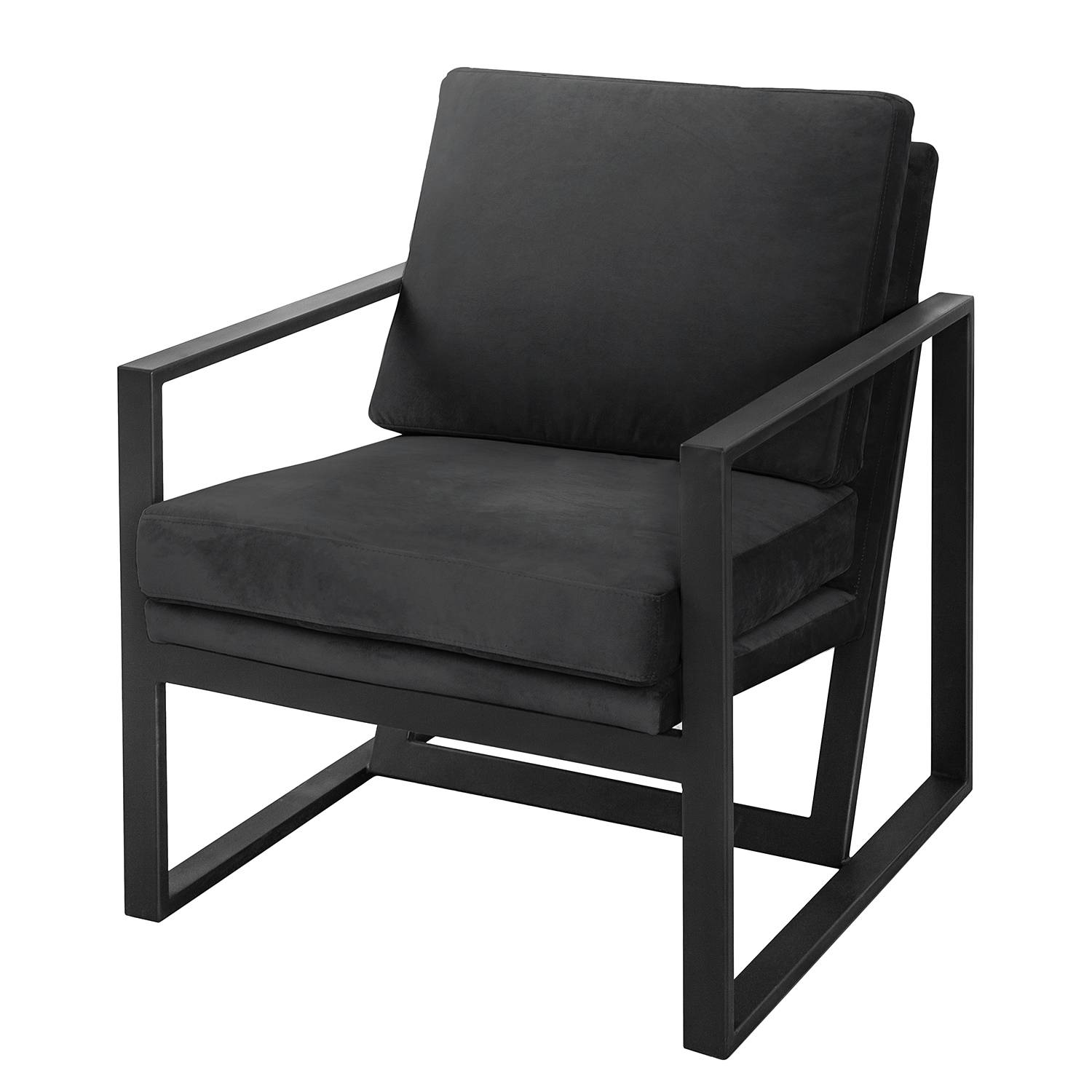 home24 ars manufacti Sessel Brock II Dunkelgrau Samt 74x81x90 cm (BxHxT)