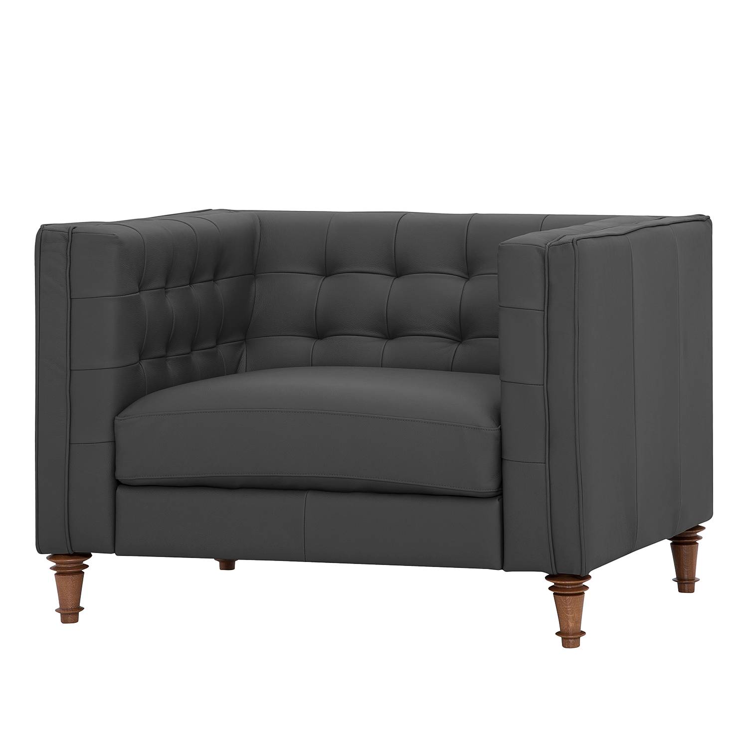 goedkoop Fauteuil Buckingham echt leer Echt leer Gad Antracietkleurig Maison Belfort