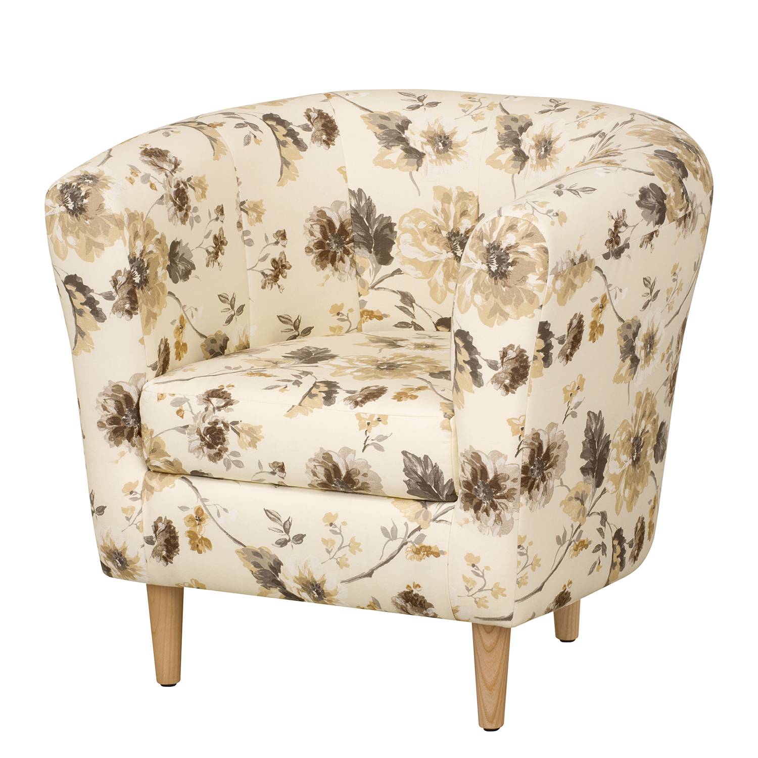 goedkoop Fauteuil Casales I geweven stof gebloemd Beige bruin Maison Belfort