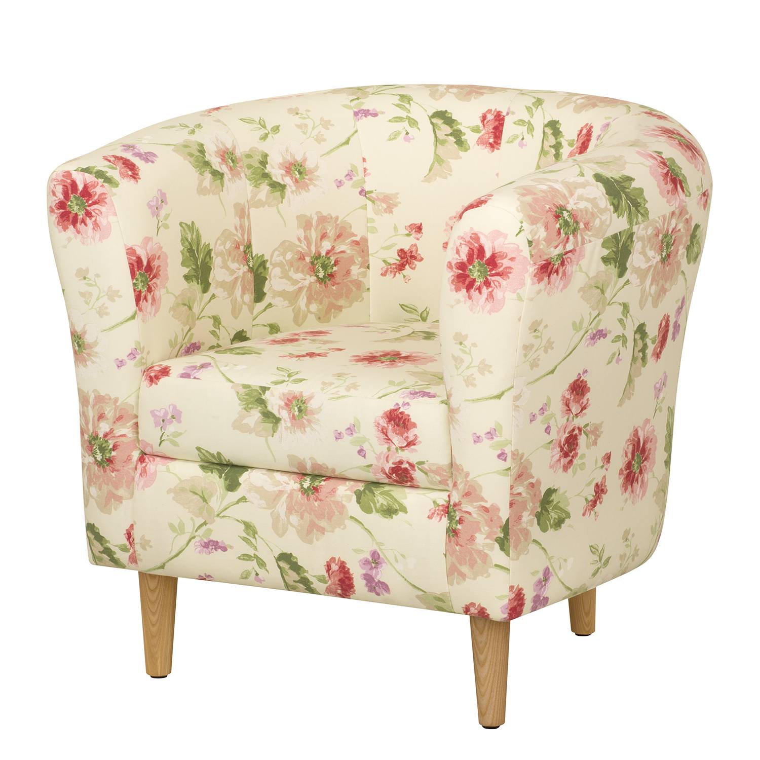 goedkoop Fauteuil Casales I geweven stof gebloemd Beige roze Maison Belfort
