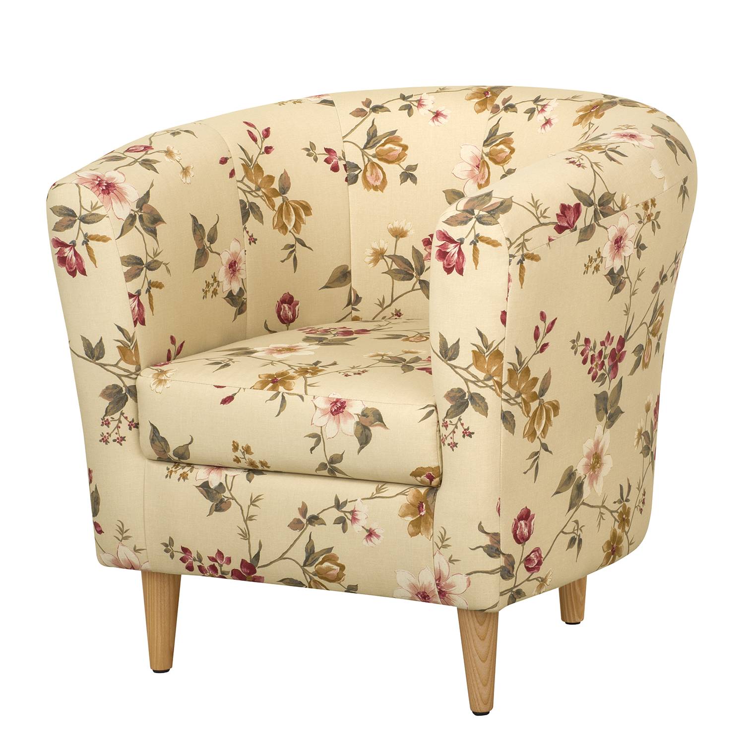 goedkoop Fauteuil Casales II geweven stof gebloemd Beige Maison Belfort