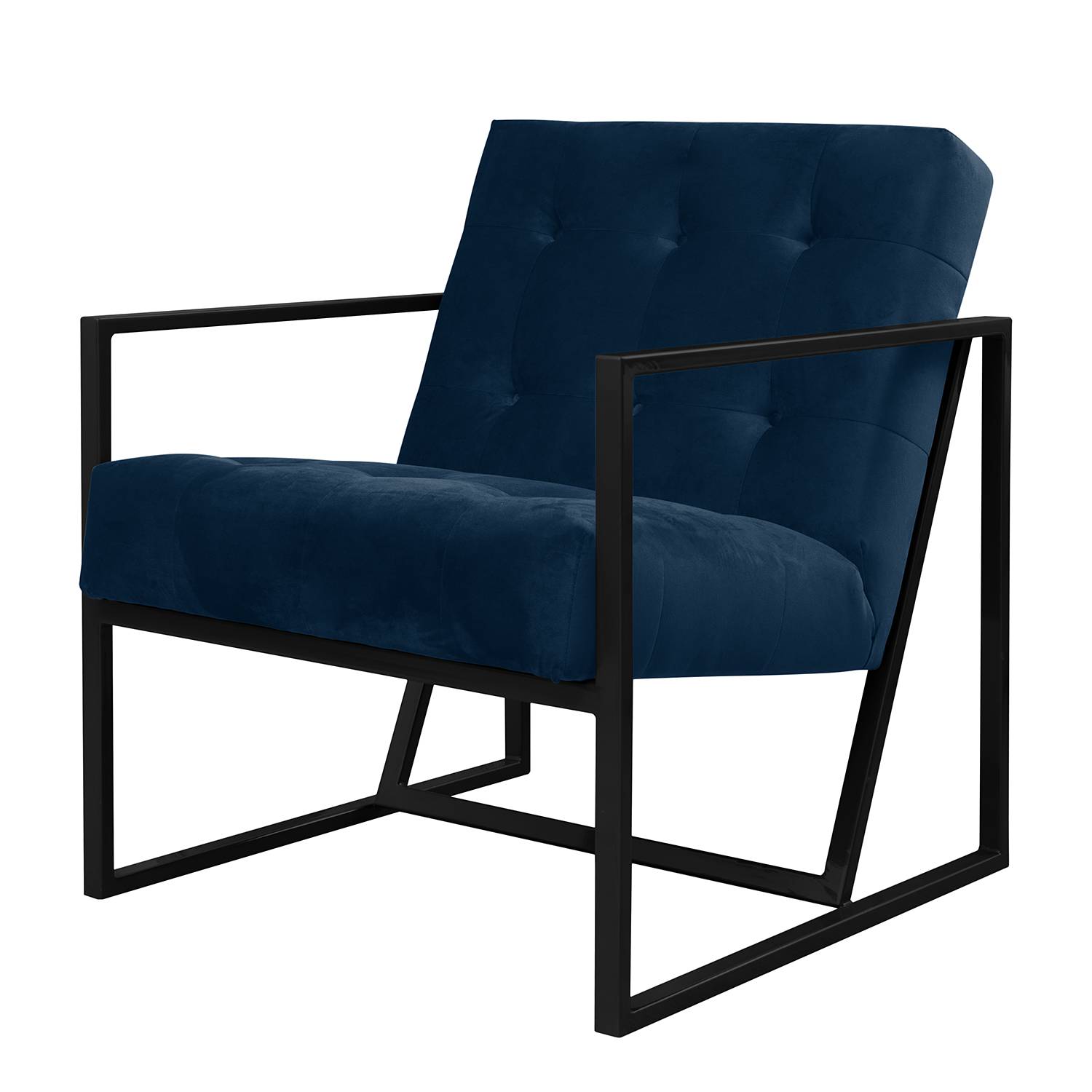home24 Jack & Alice Sessel Charm I Marineblau Microfaser 71x74x86 cm (BxHxT)