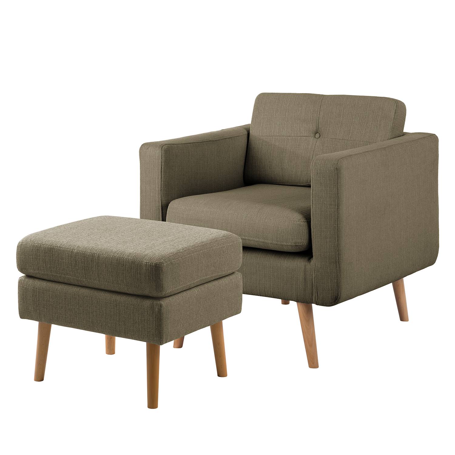 home24 Mørteens Sessel Croom V Havanna Webstoff mit Hocker 77x84x81 cm (BxHxT)