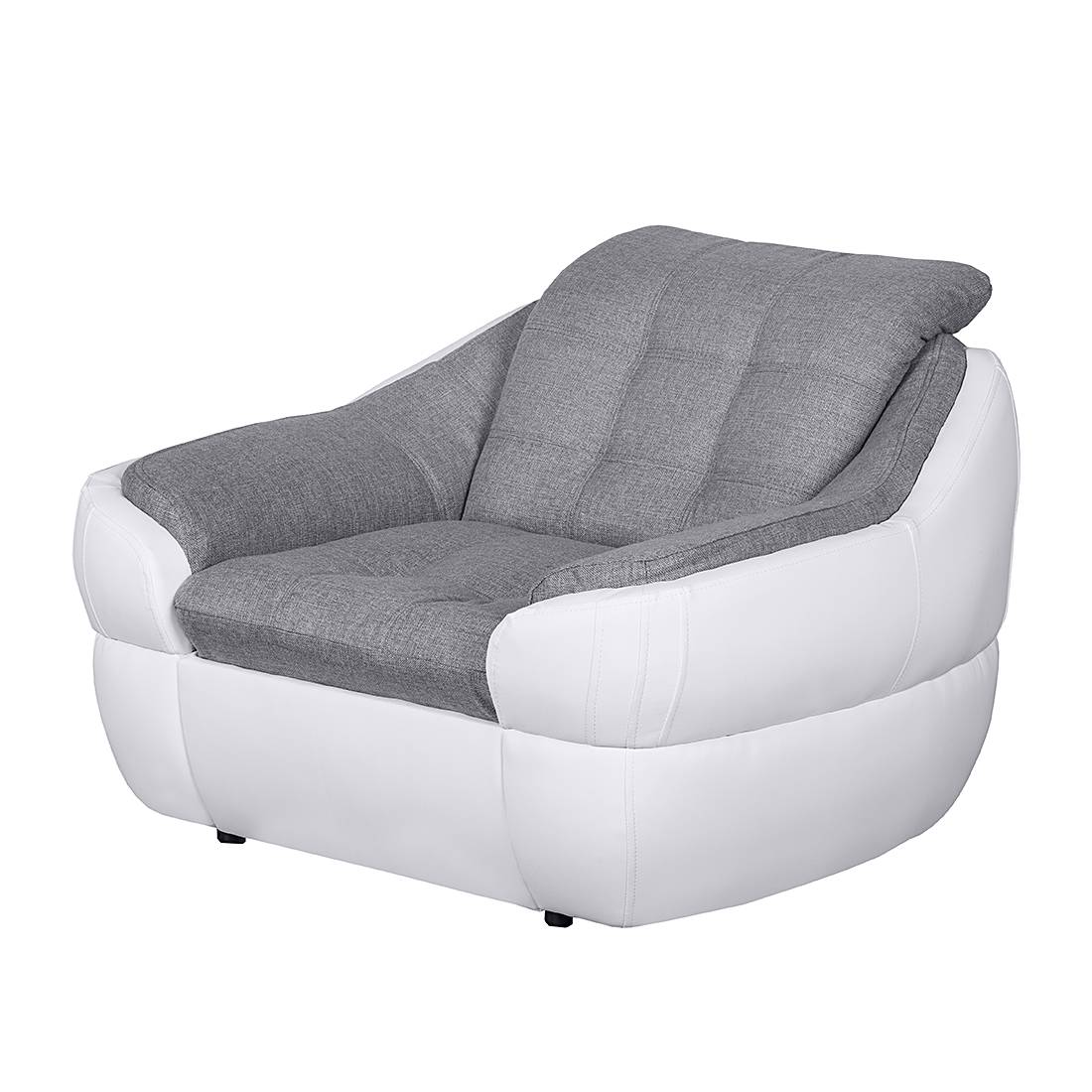 goedkoop Fauteuil Gramat kunstleer witte structuurstof grijs roomscape