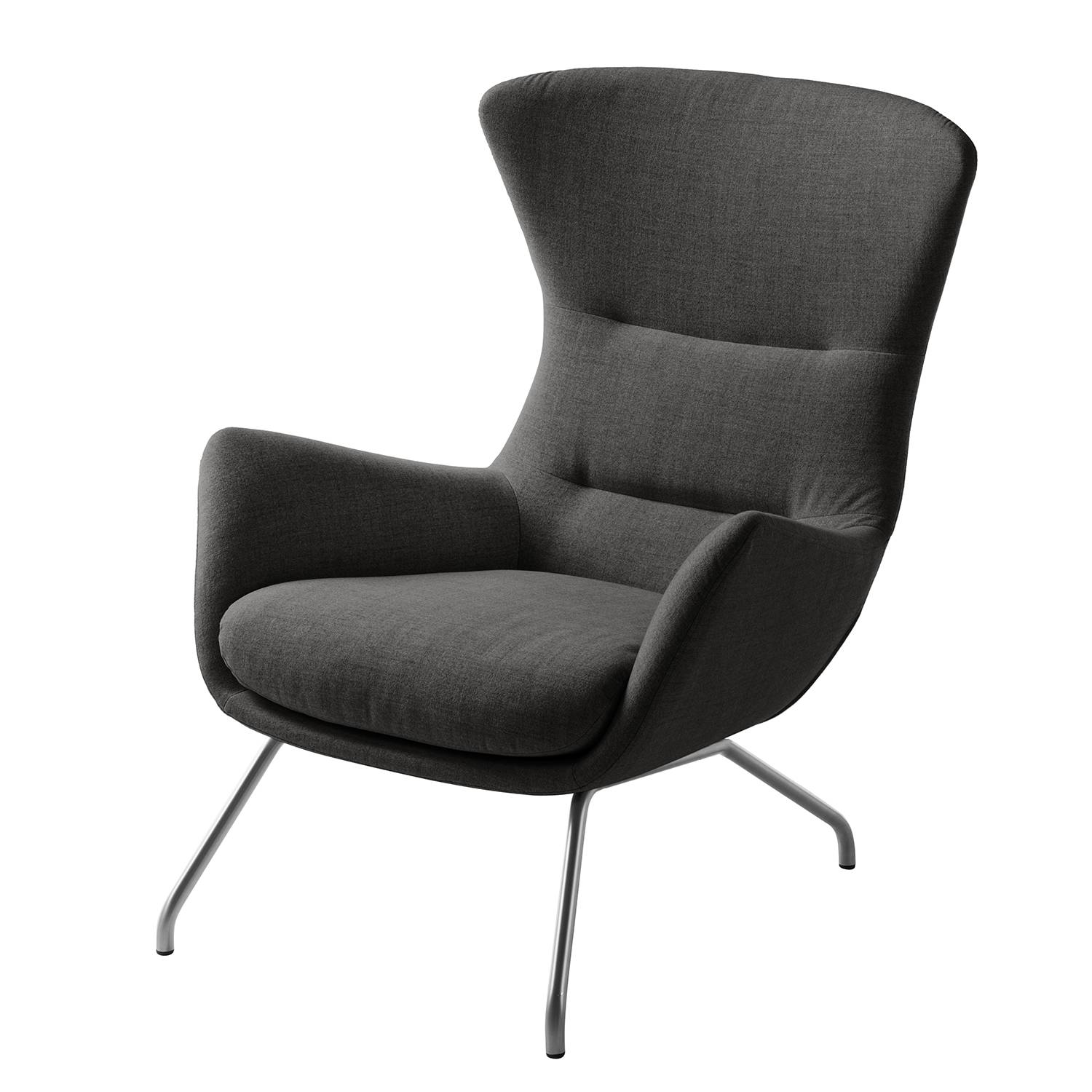 goedkoop Fauteuil Hepburn II geweven stof Chroomkleurig mat Stof Milan Antraciet Studio Copenhagen