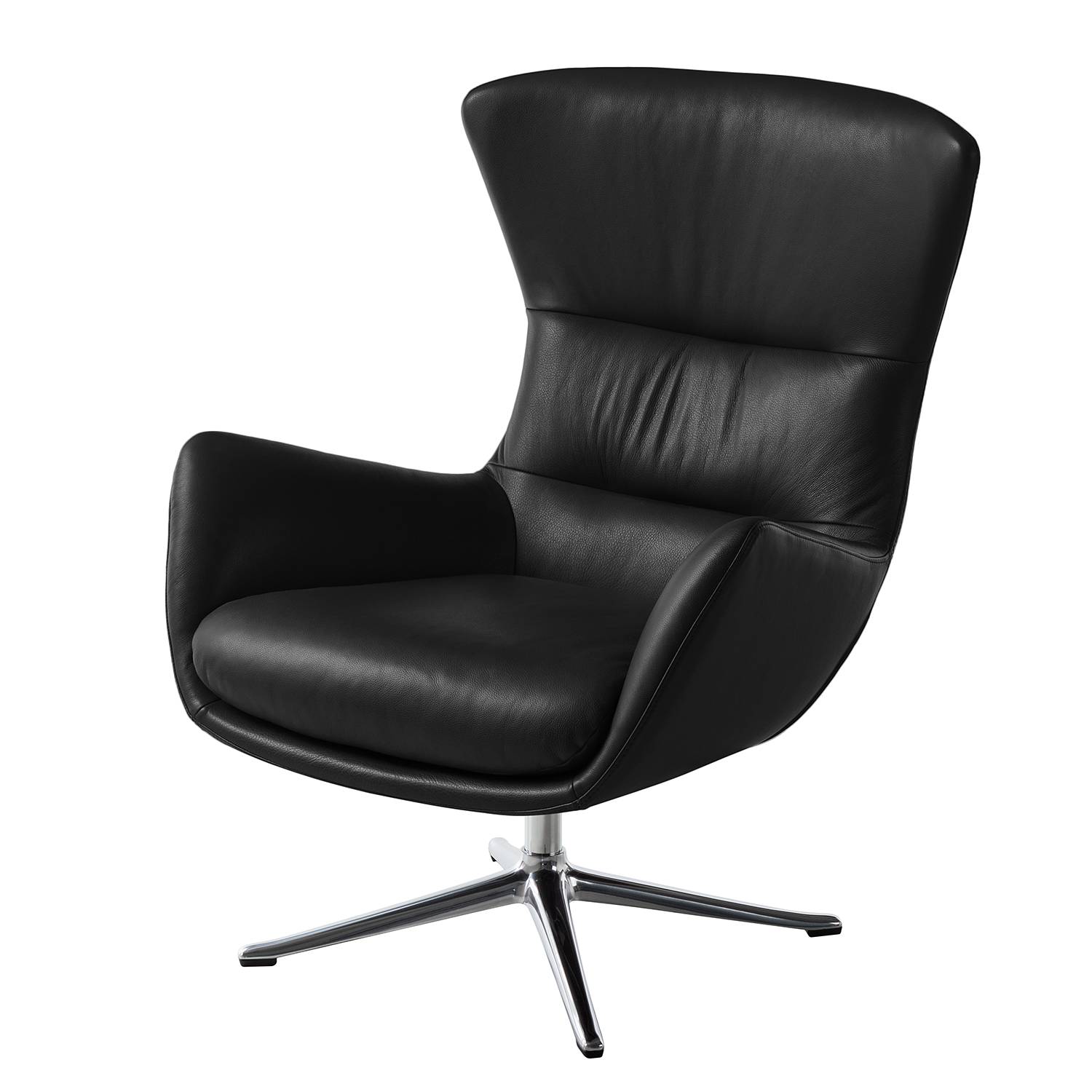goedkoop Fauteuil Hepburn III echt leer aluminium Echt leer Neka Zwart Studio Copenhagen