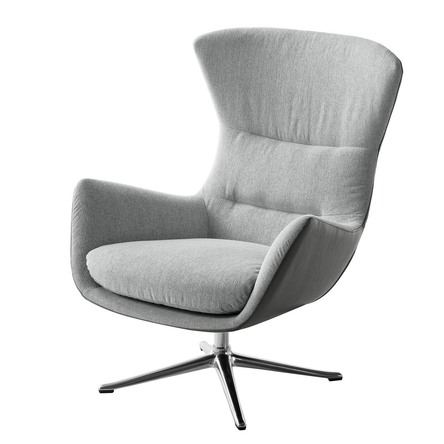 goedkoop Fauteuil Hepburn III geweven stof echt leer aluminium Lichtgrijs Grijs Studio Copenhagen