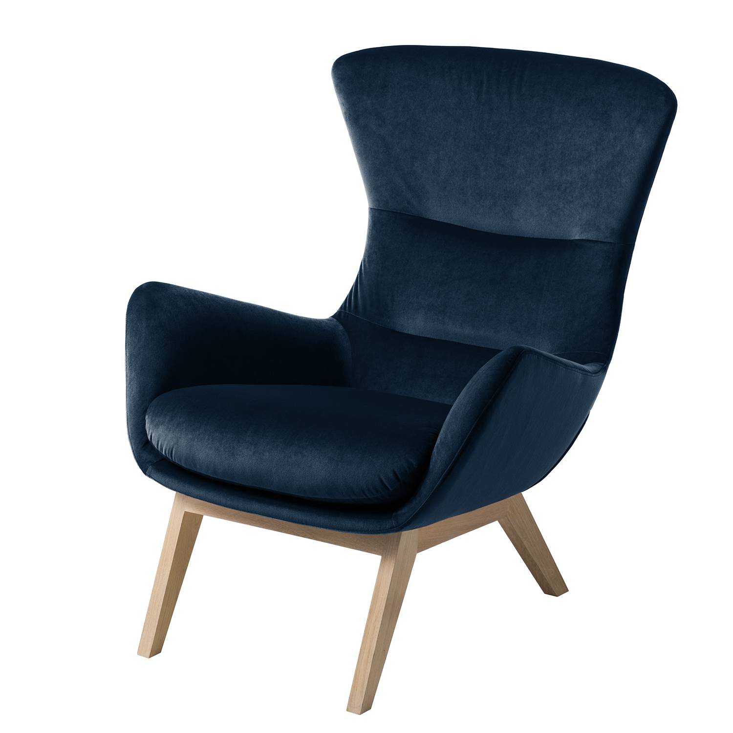 goedkoop Fauteuil Hepburn I fluweel Lichte eikenhouten Stof Shyla Donkerblauw Studio Copenhagen
