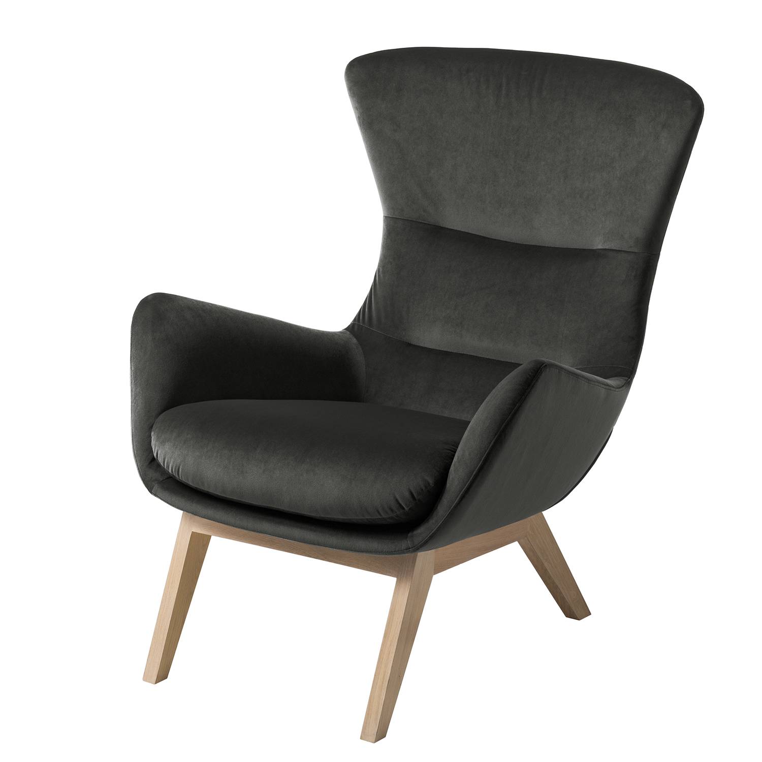 goedkoop Fauteuil Hepburn I fluweel Lichte eikenhouten Stof Shyla Rookgroen Studio Copenhagen