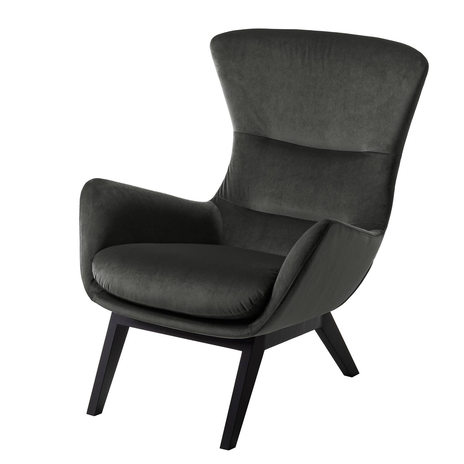 goedkoop Fauteuil Hepburn I fluweel Zwart Stof Shyla Rookgroen Studio Copenhagen