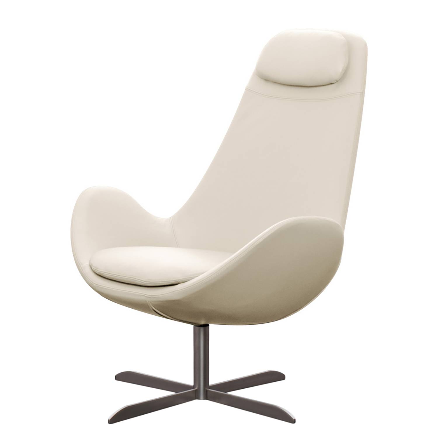 goedkoop Fauteuil Houston I echt leer Roestvrij staal Echt leer Neka Crèmekleurig Studio Copenhagen