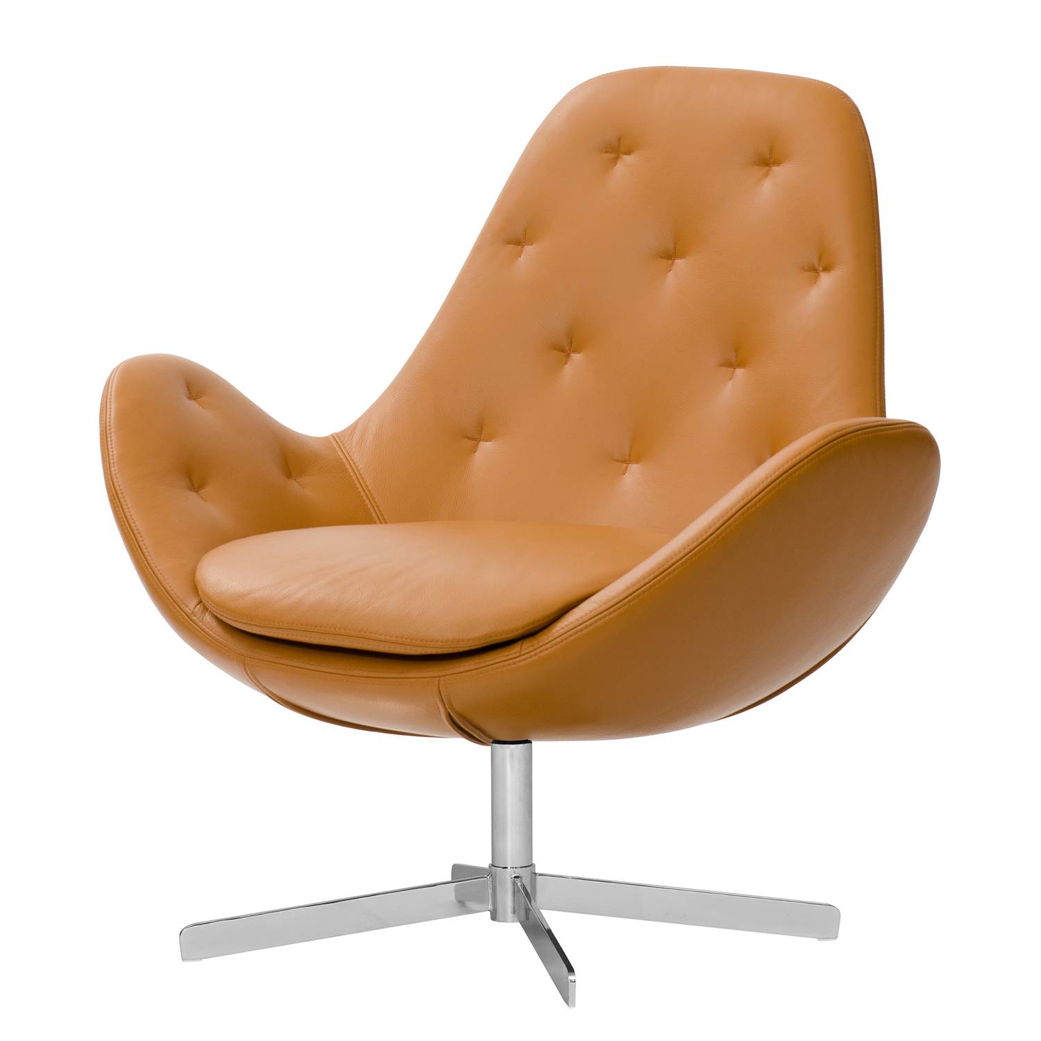 goedkoop Fauteuil Houston IV echt leer Chroom Echt leer Neka Cognackleurig Studio Copenhagen