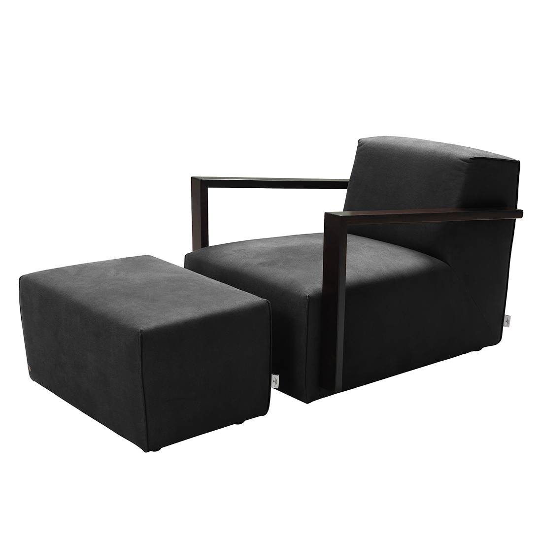 goedkoop Fauteuil Lazy antiekleren look Hocker Zwart Tom Tailor