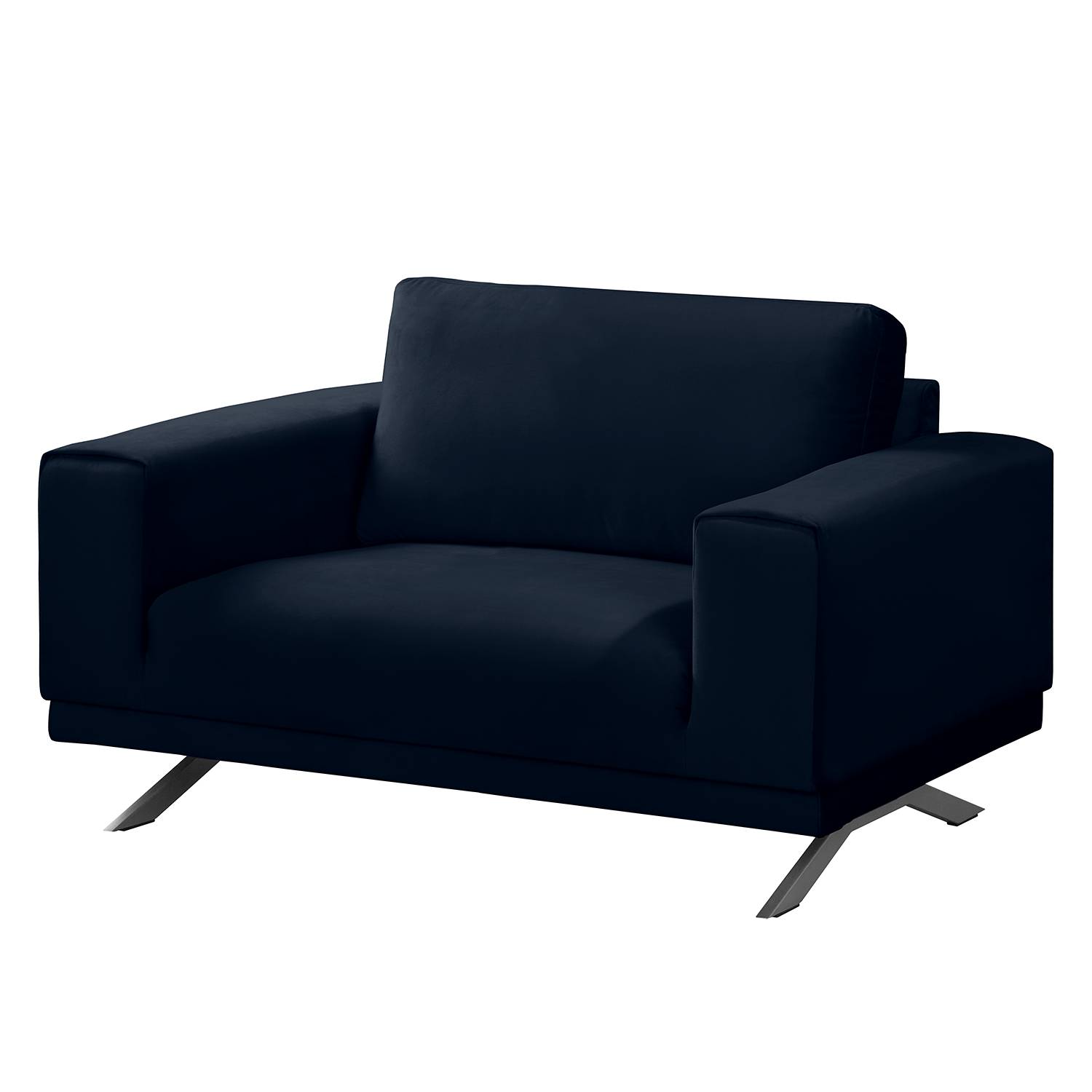 home24 Jack & Alice Sessel Lorcy Dunkelblau Samt 121x81x89 cm (BxHxT)