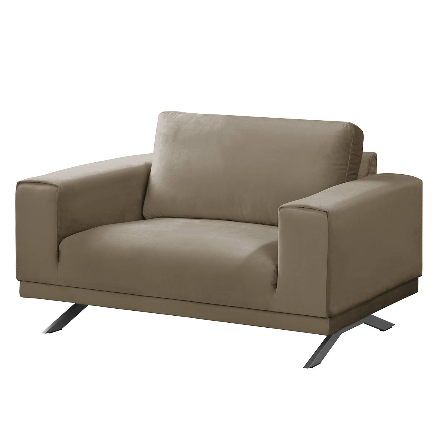 home24 Jack & Alice Sessel Lorcy Latte Macchiato Samt 121x81x89 cm (BxHxT)