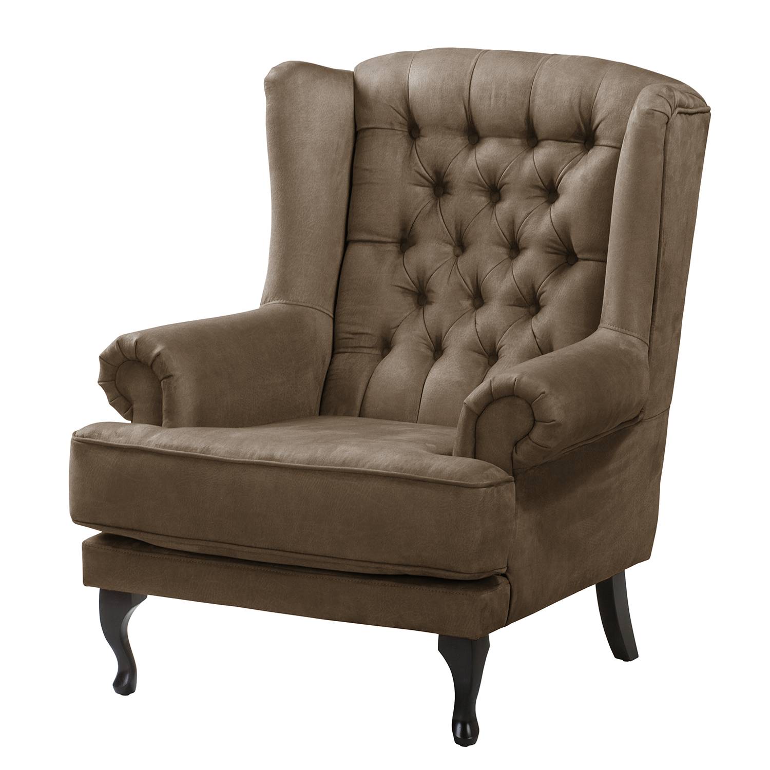 goedkoop Oorfauteuil Miscol antieke leerlook Zonder hocker Nootmuskaat Maison Belfort