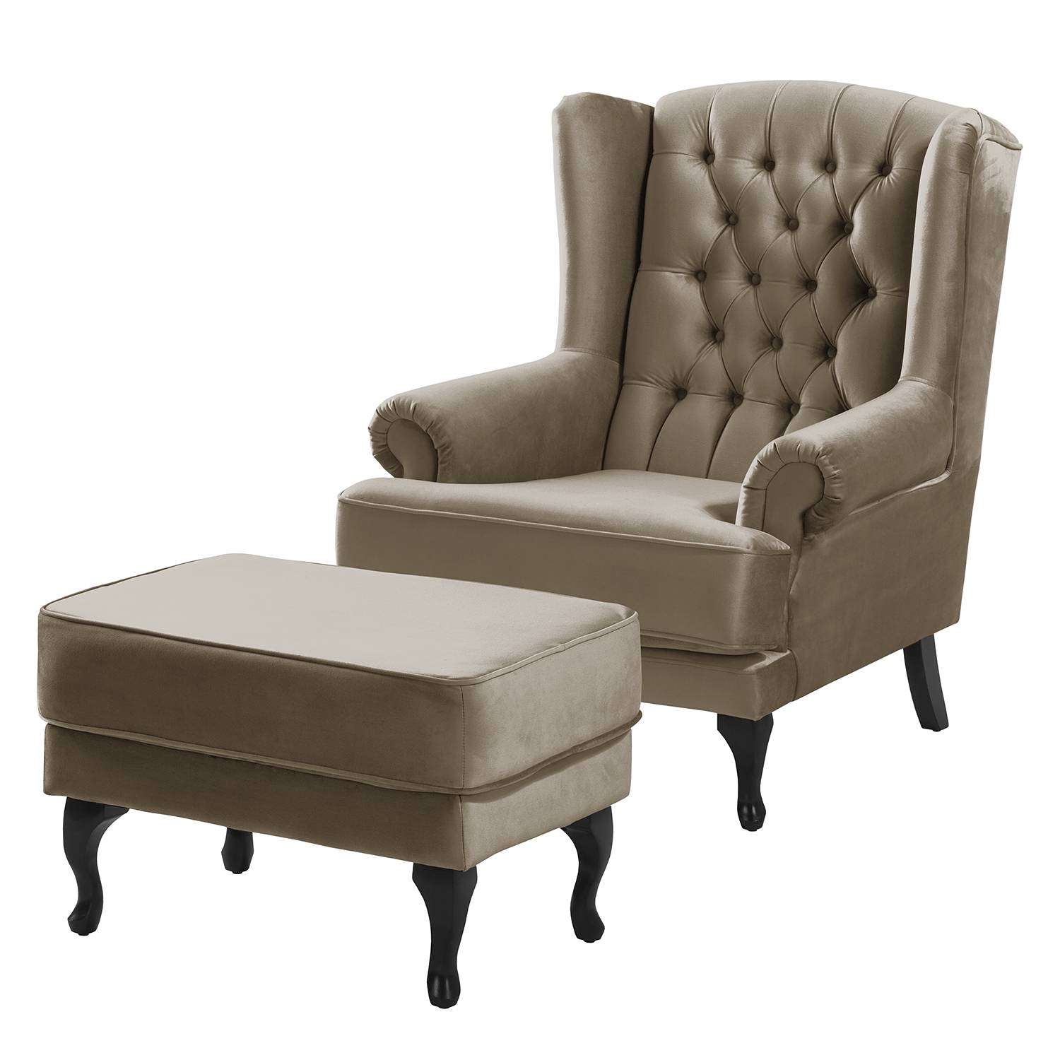 goedkoop Oorfauteuil Miscol fluweel Hocker Cappuccinokleurig Maison Belfort
