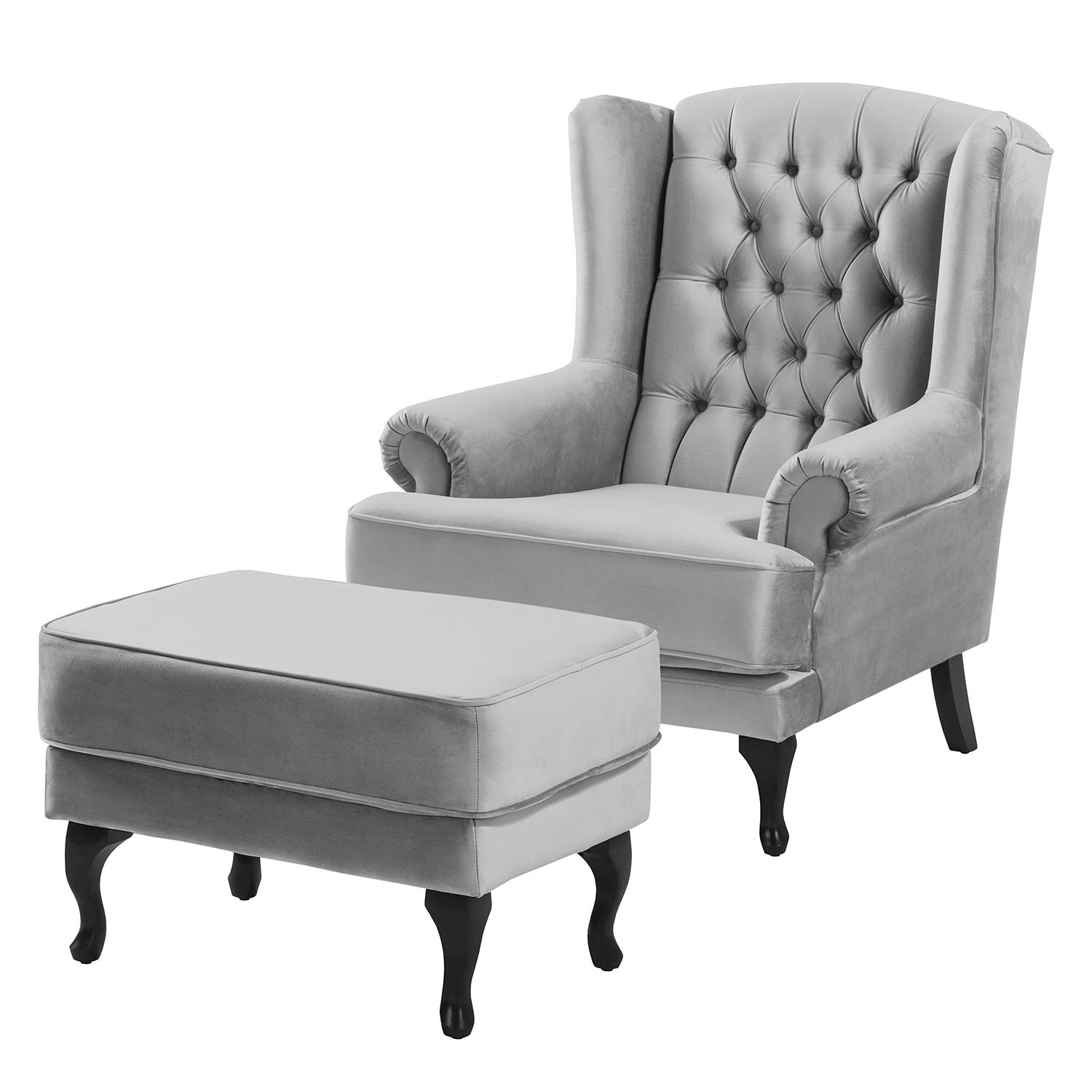 goedkoop Oorfauteuil Miscol fluweel Hocker Heldergrijs Maison Belfort