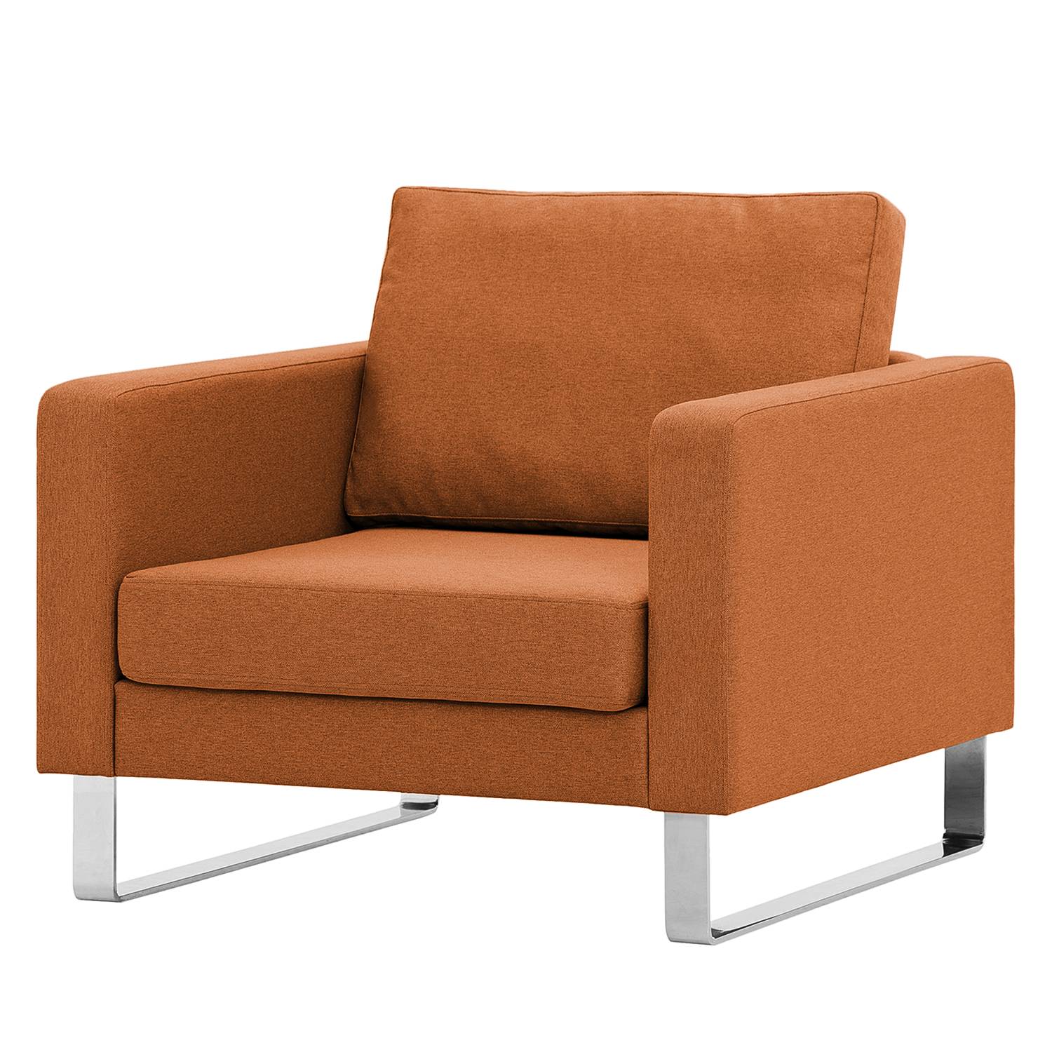 goedkoop Fauteuil Portobello geweven stof Beugelpoten Stof Milan Roestbruin Fredriks