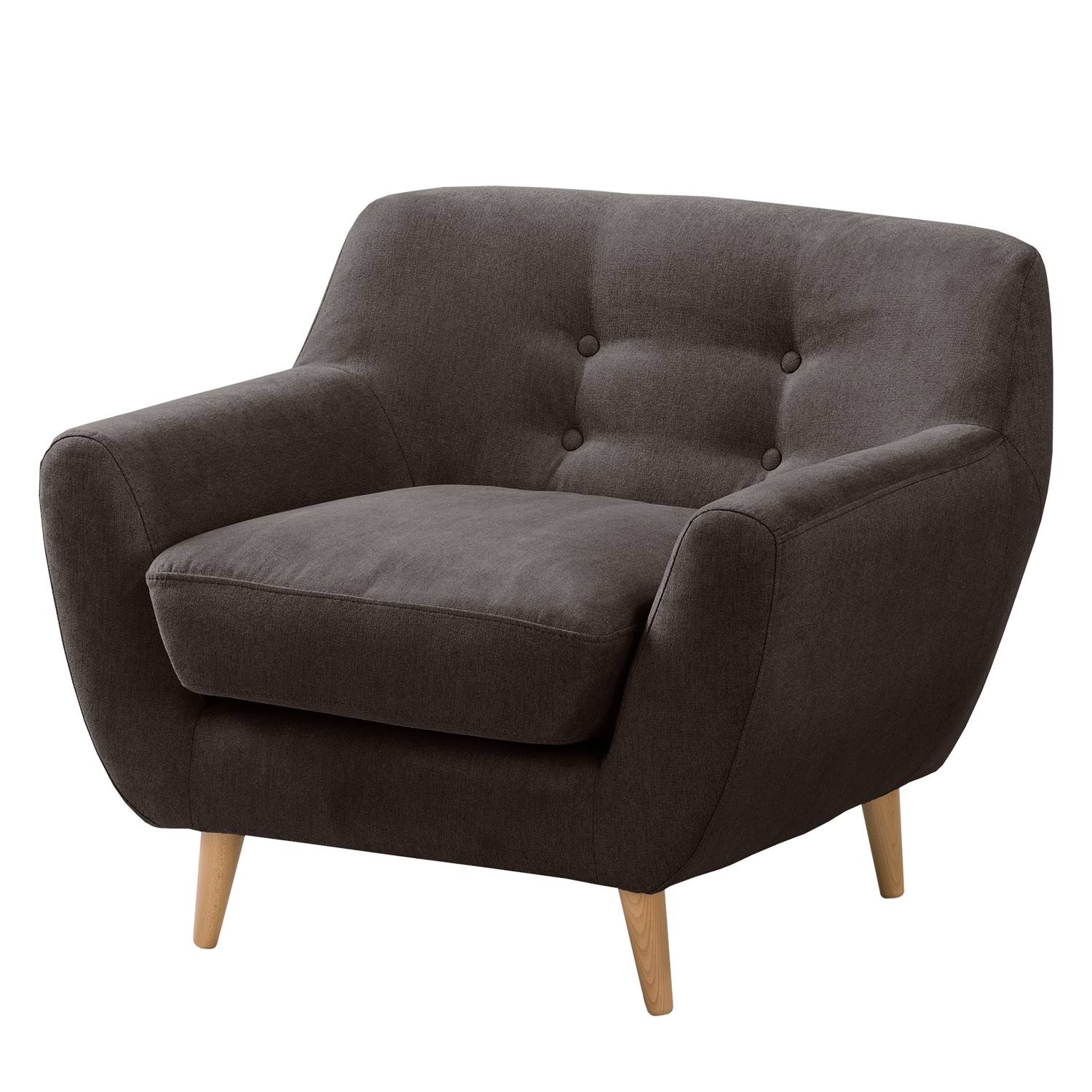 home24 Mørteens Sessel Rometta Bisonbraun Microfaser 92x77x80 cm (BxHxT)
